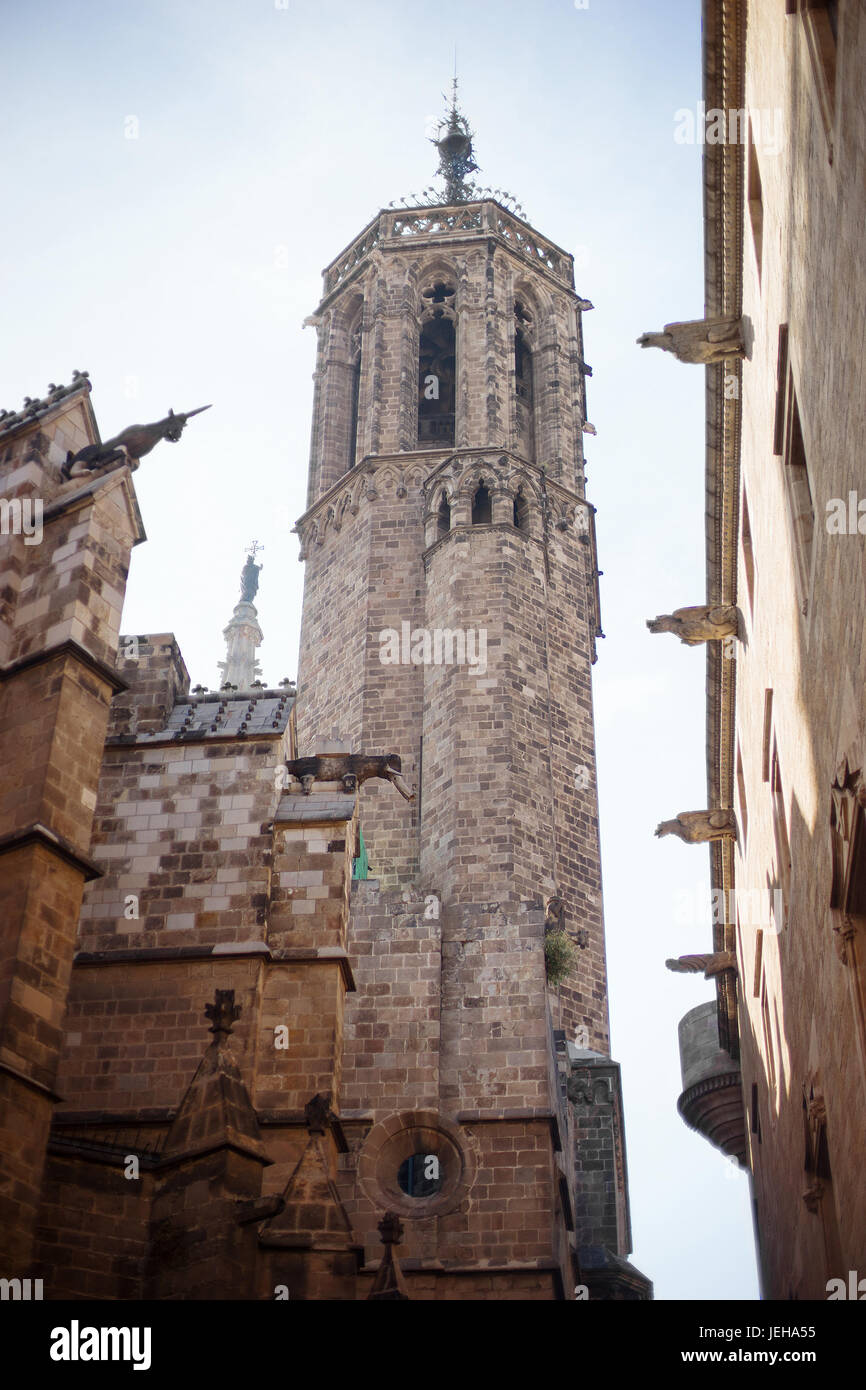 Barcelona, Spain, Old town Barri Gotic district - characteristic ancient gothic building Stock Photo