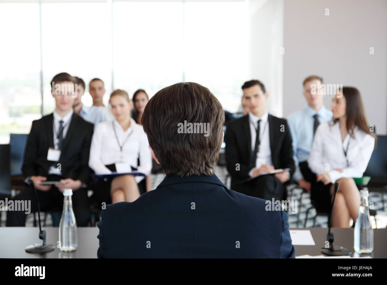 Speaker at business conference and audience Stock Photo Alamy