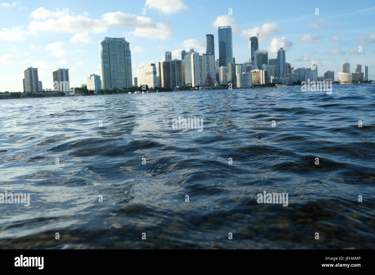 Downtown Miami Skyline During Sunset Stock Photo