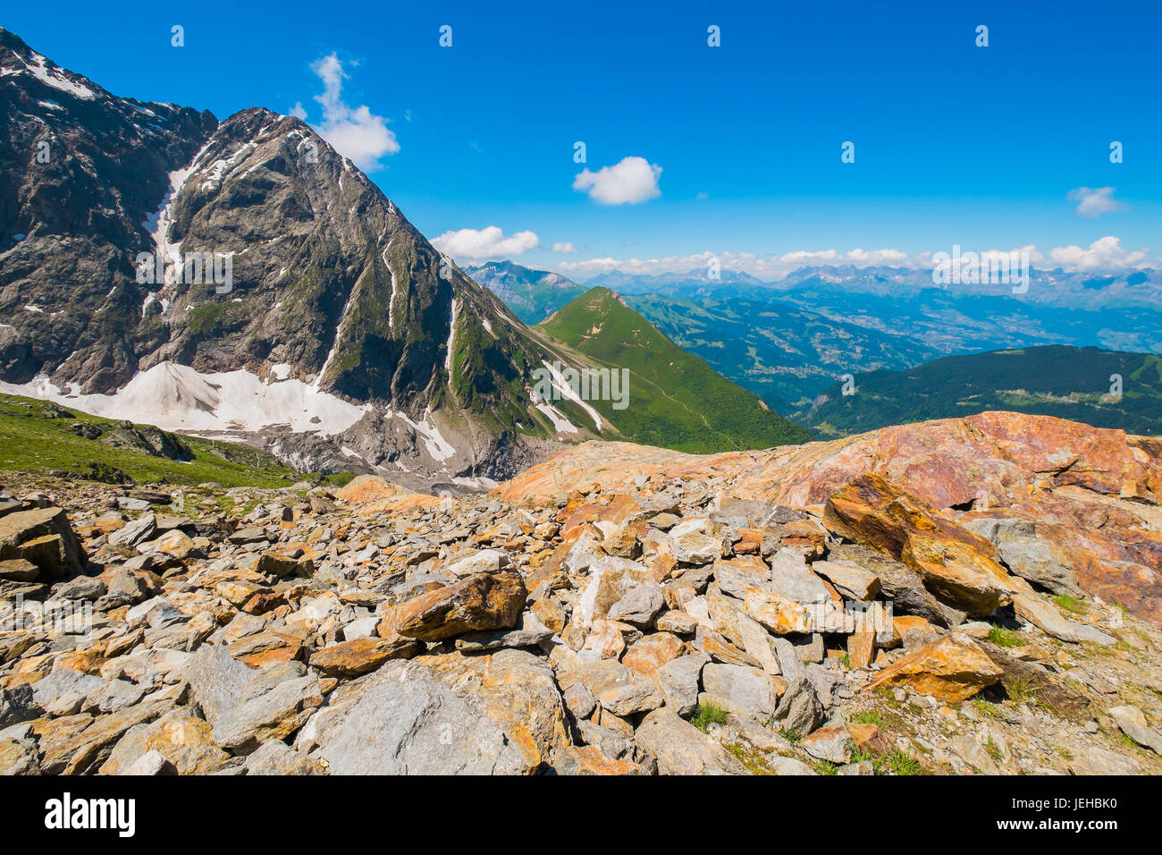 View of the valley form Nid d Aigle, Chamoni, France Stock Photo