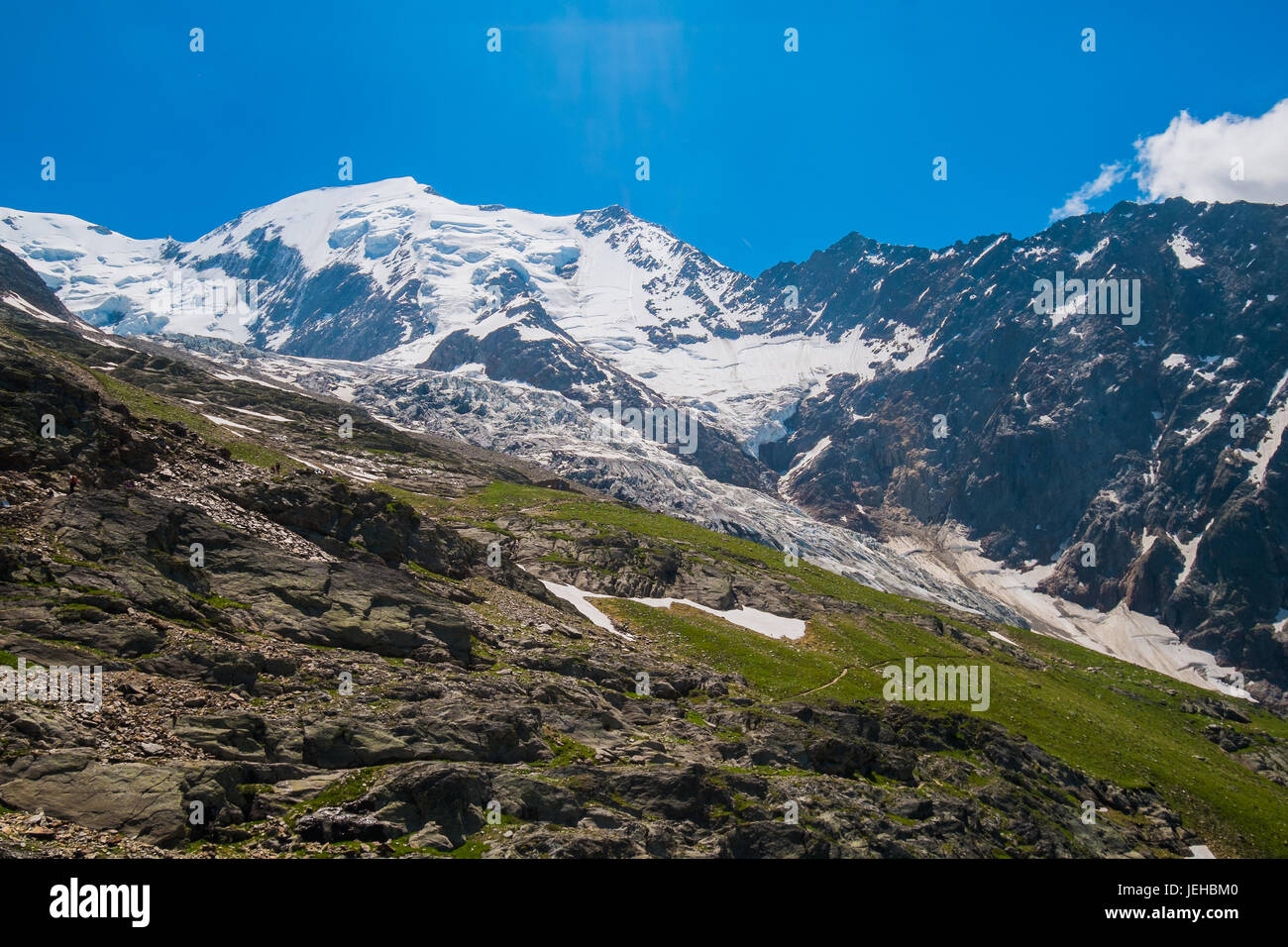 View of Mont Blanc from Nid d Aigle, Chamonix, France Stock Photo