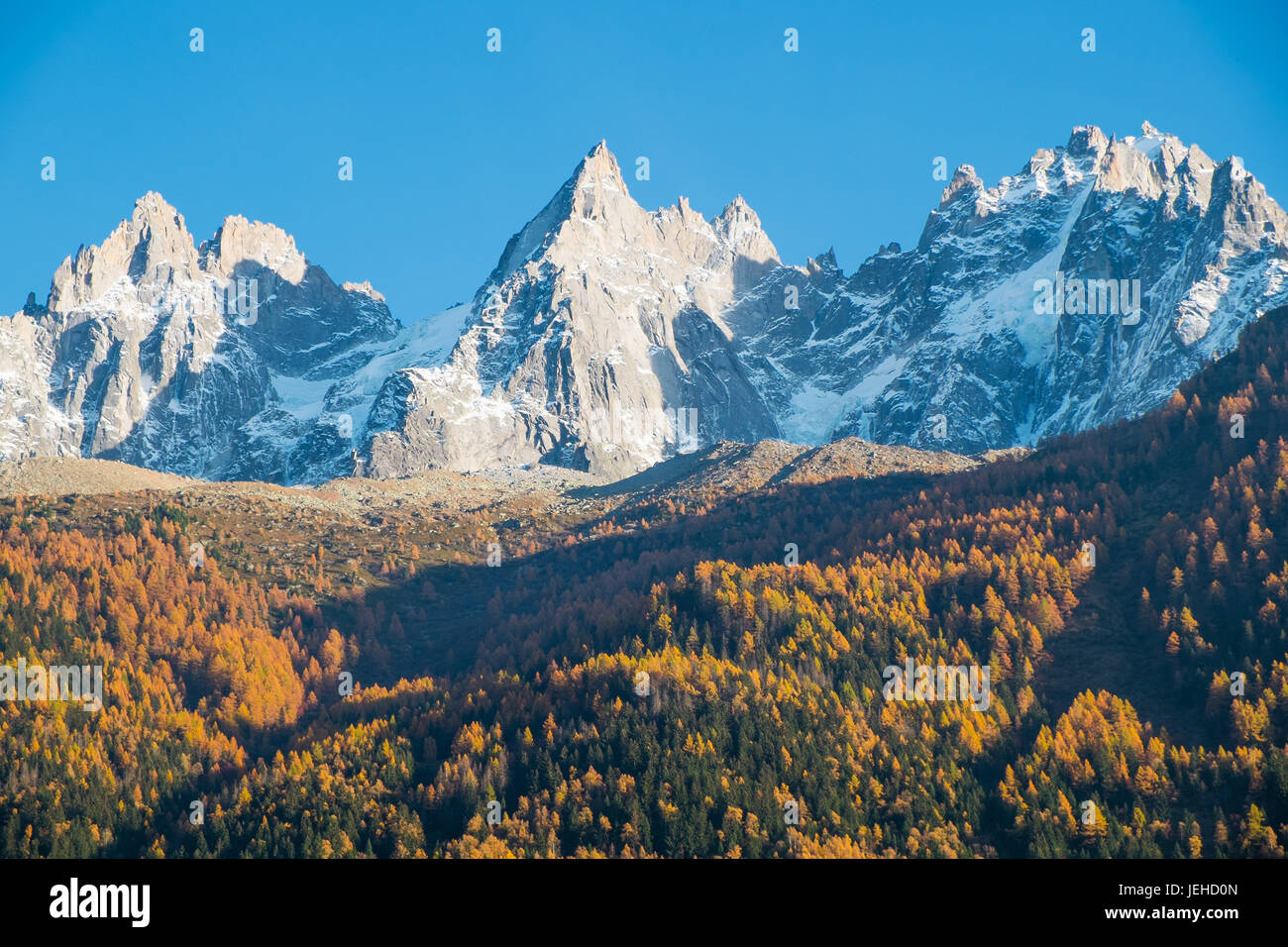 View of Mont Blanc in autumn from Chamonix Stock Photo - Alamy