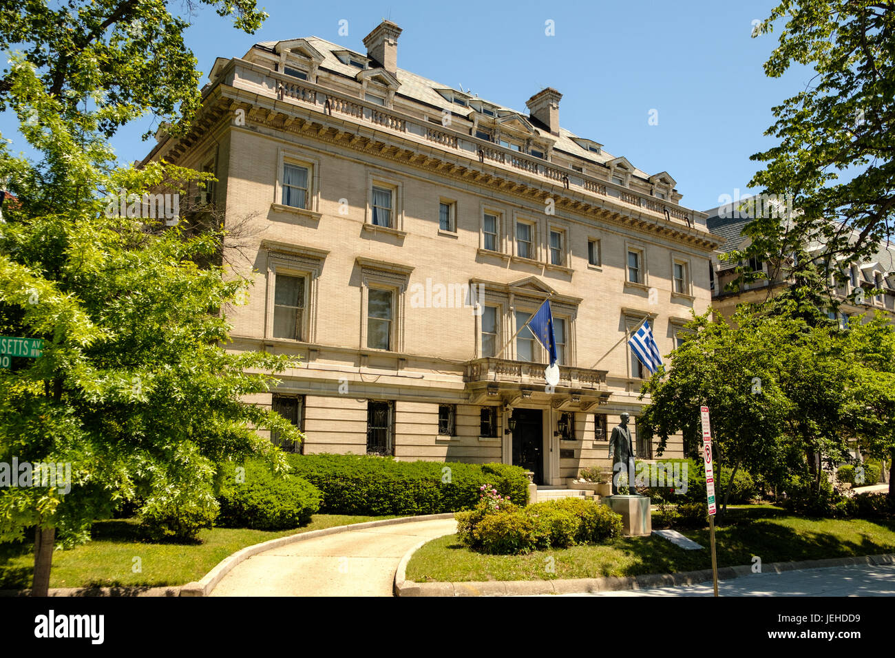 Embassy of Greece, 2217 Massachusetts Avenue NW, Washington DC Stock Photo