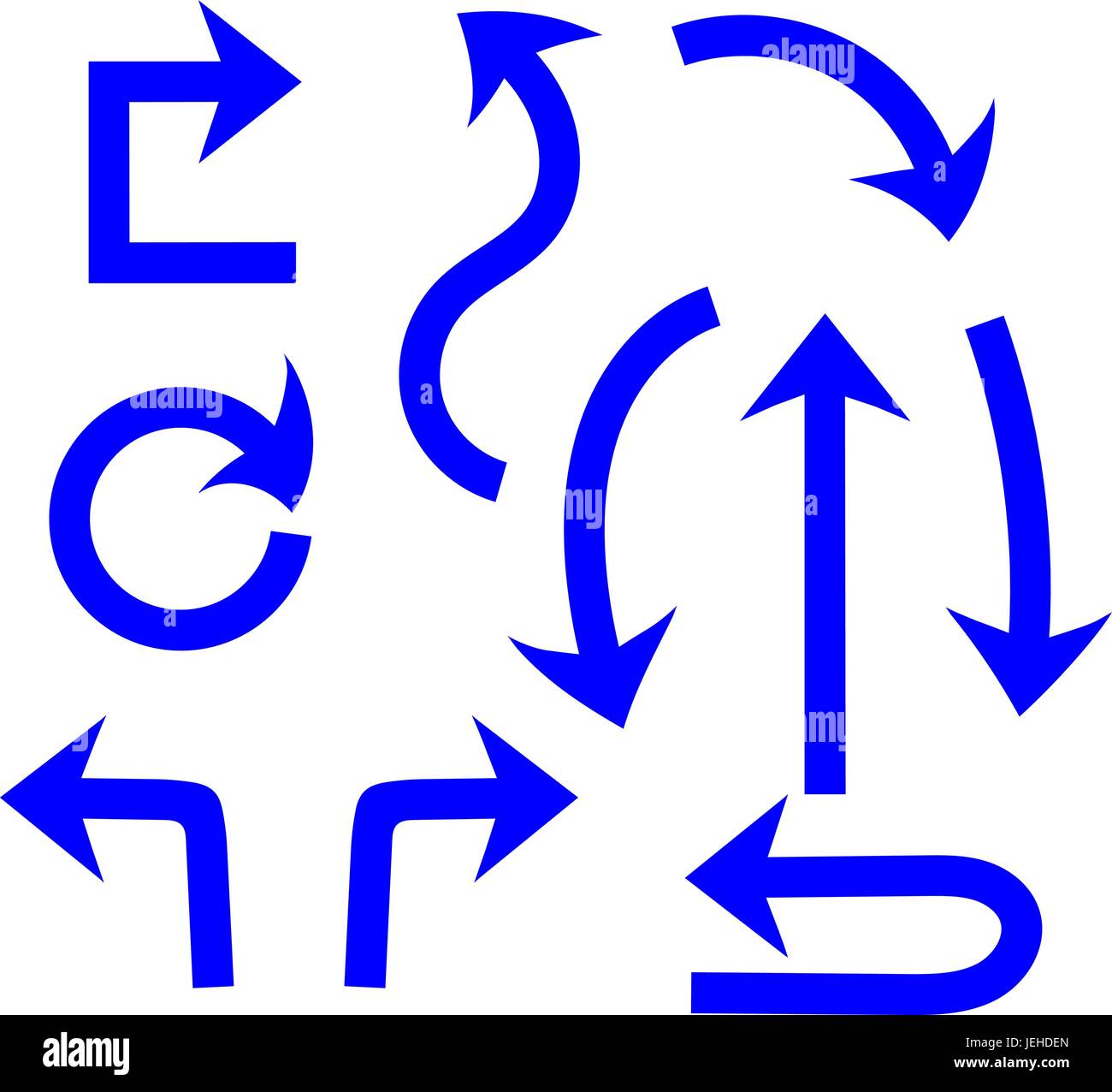 A set of arrows. Blue arrows, white background. vector Stock Vector ...