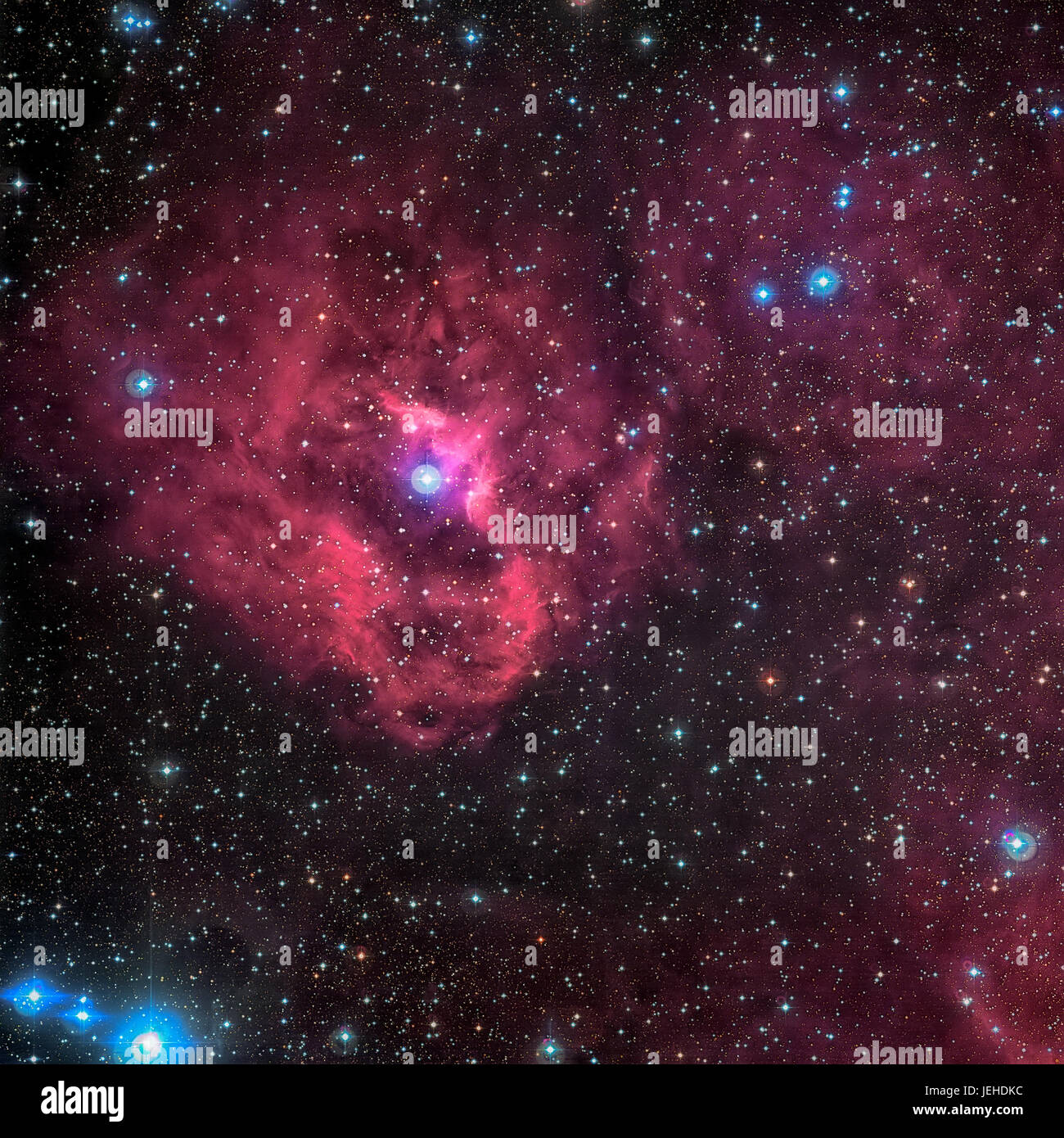 Cloud of hydrogen and newborn stars called Gum 41. It is an emission nebula that can be found in the southern constellations Vela and Puppis. Elements Stock Photo