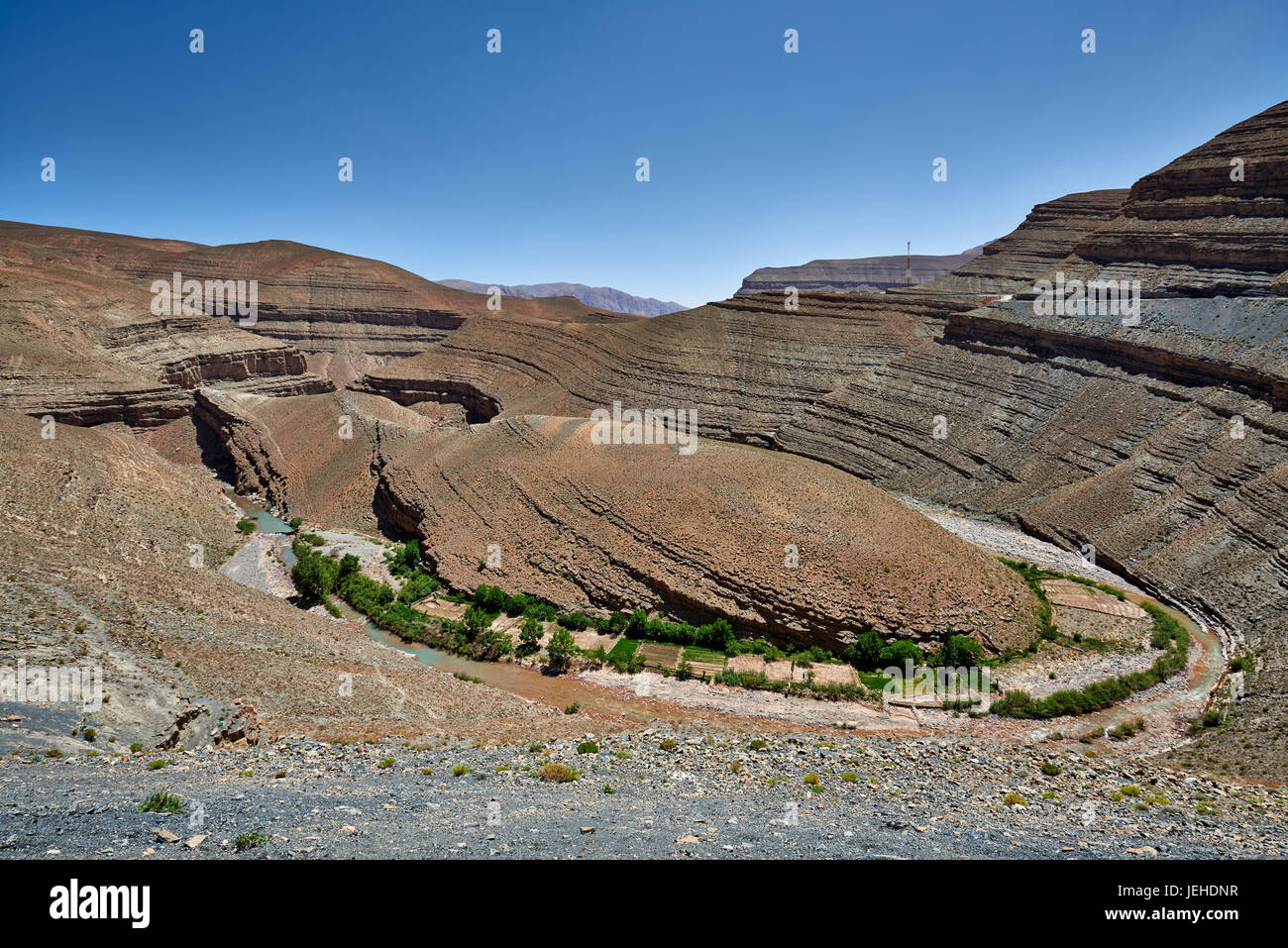 landscape in upper Dades valley with Gorge de Dades,  Morocco, Africa Stock Photo