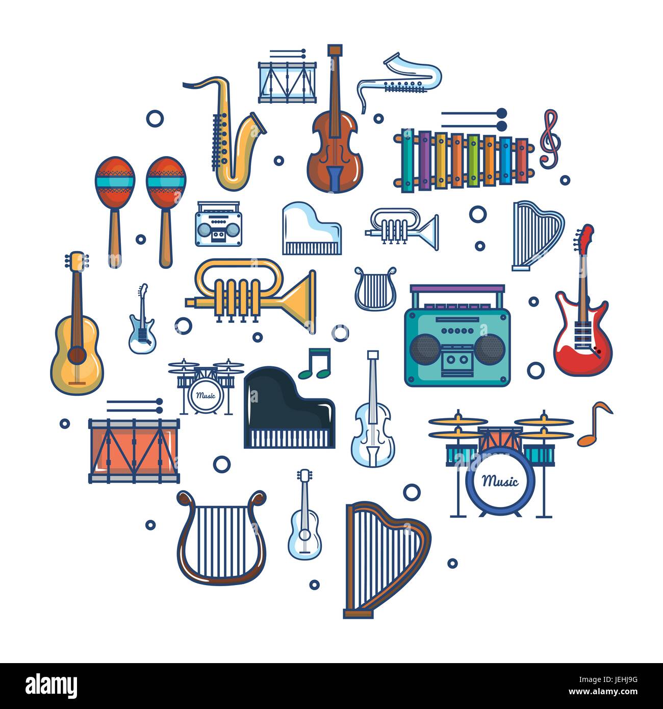 Colorful Musical Instruments Over White Background Vector Stock Vector Image Art Alamy Colorful Musical Instruments Over White Background Vector Stock Vector Image Art Alamy