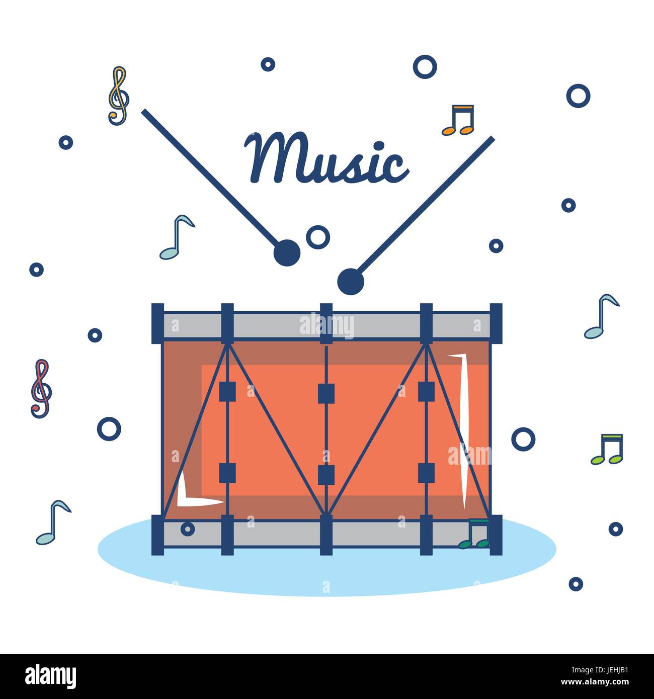Drum and drumsticks over white background vector illustration Stock ...