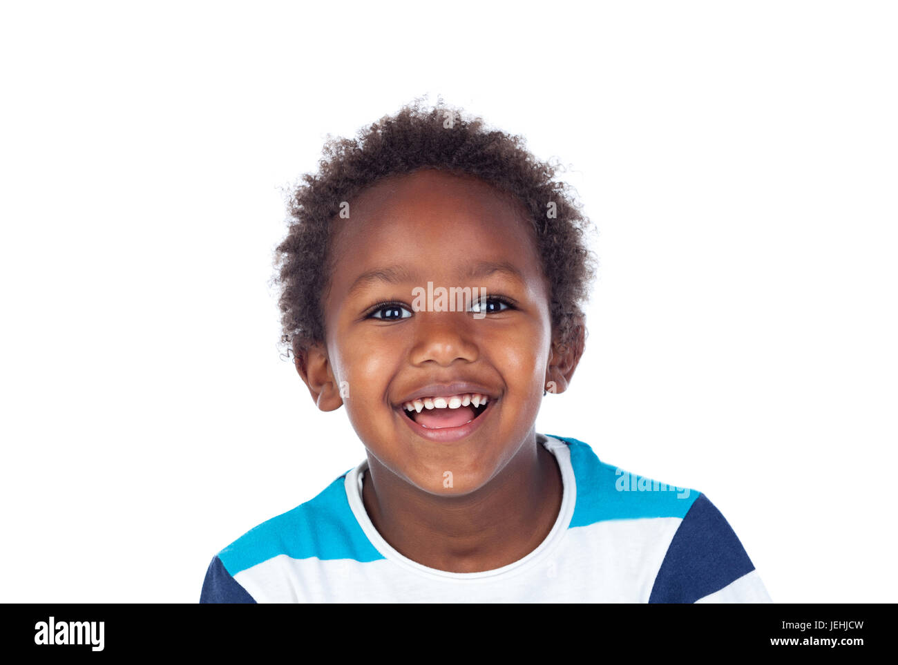 African child laughing isolated on white background Stock Photo Alamy