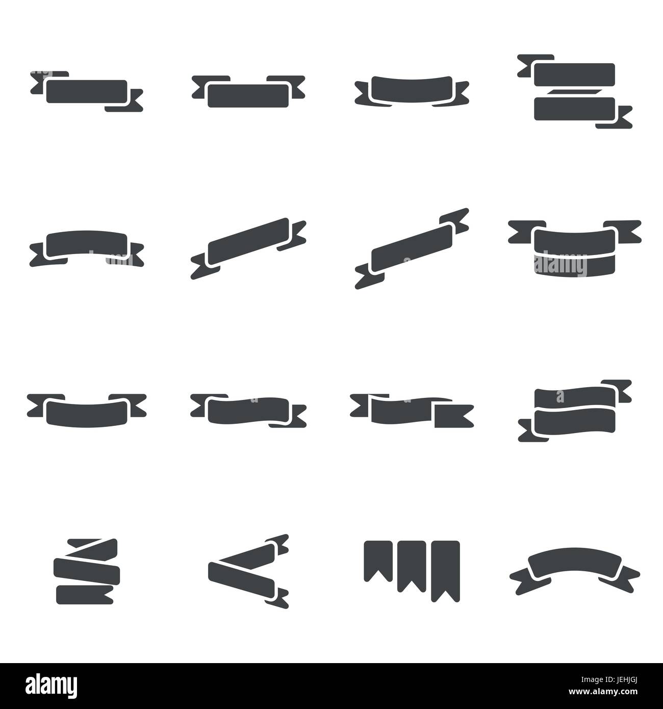 Vector black ribbon icons set on white background Stock Vector Image ...