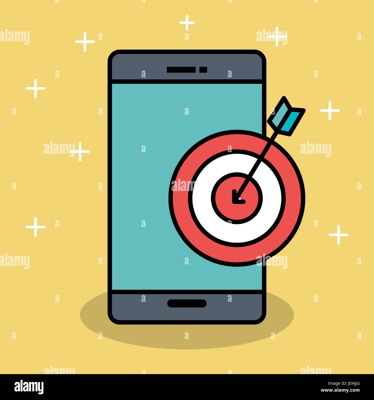 Cell Phone Target Sticker Smartphone with target over yellow background vector illustration Stock ...