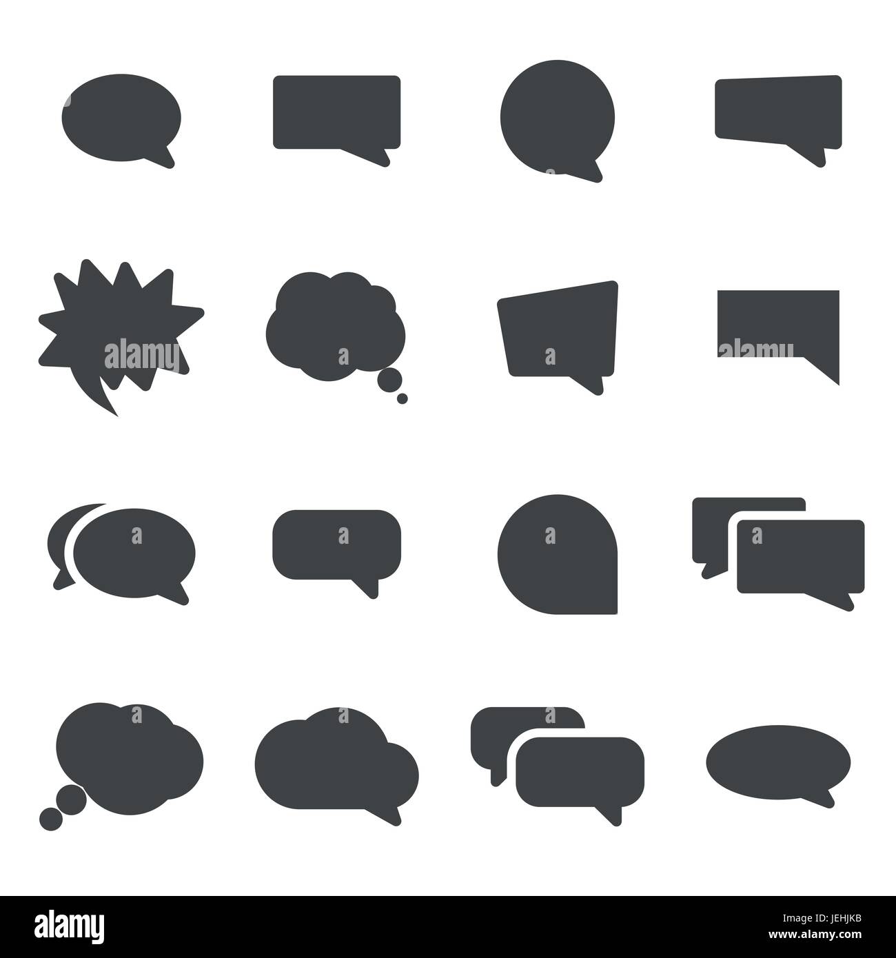 Vector black speech bubbles icons set on white background Stock Vector ...