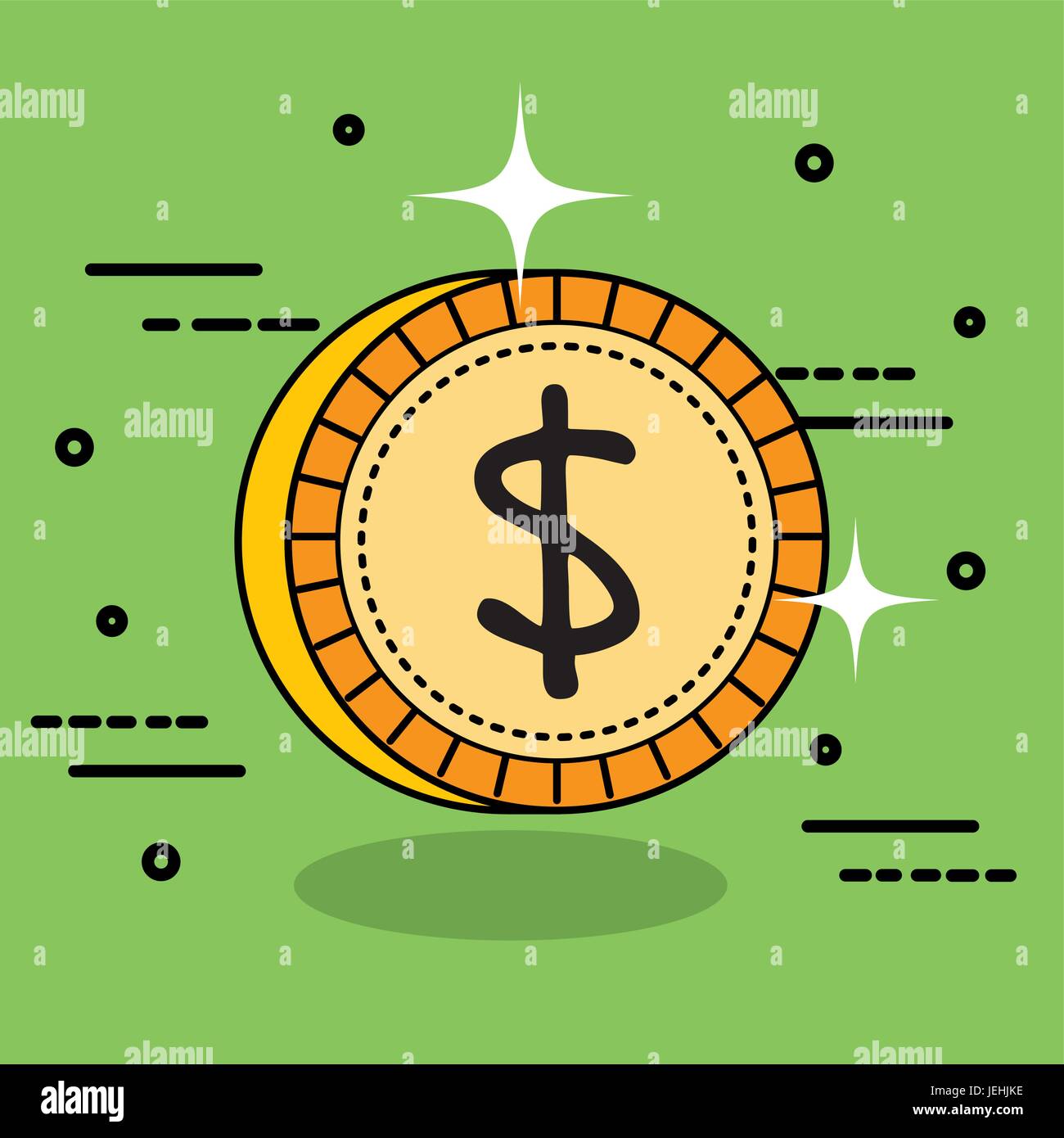 Golden coin over green background vector illustration Stock Vector ...