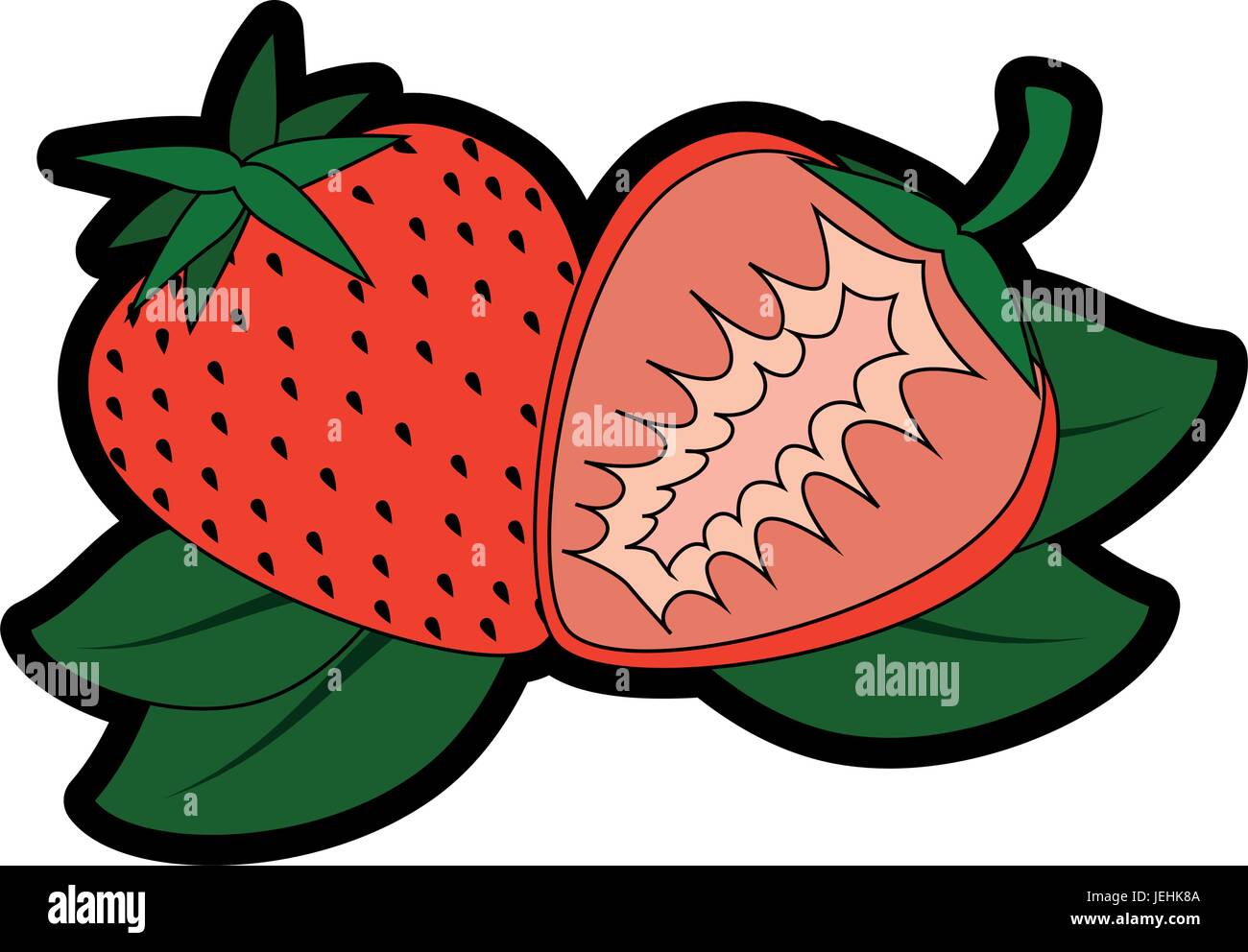 strawberry fruit icon over white background colorful design vector ...
