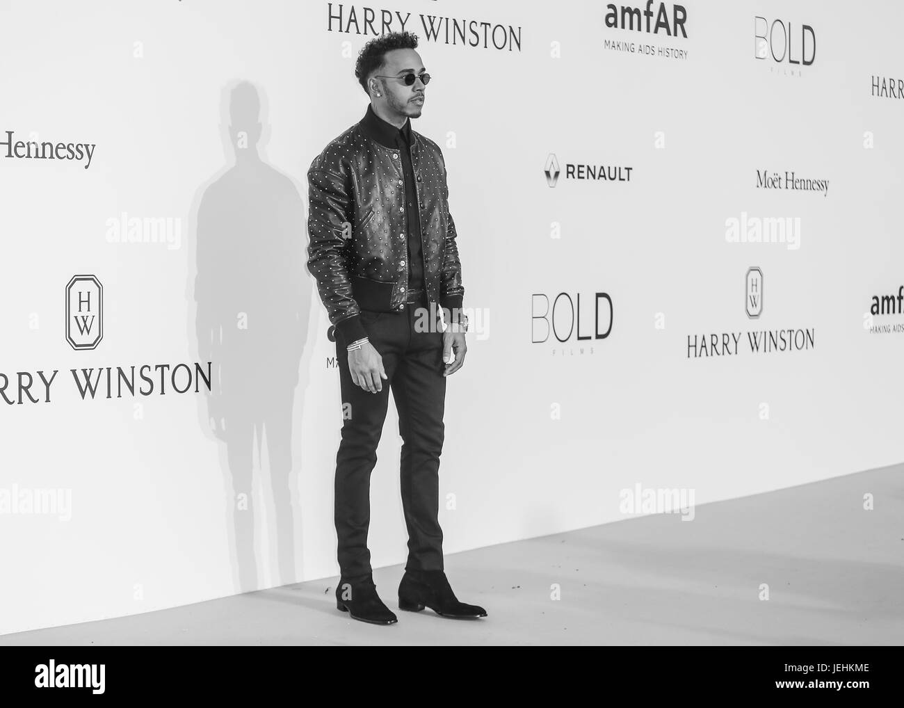 Arrivals for the 24th annual amfAR fundraiser during the Cannes Film Festival at the Hotel Eden Roc in Cap D'Antibes  Featuring: Lewis Hamilton Where: Cap D Antibes, United Kingdom When: 25 May 2017 Stock Photo