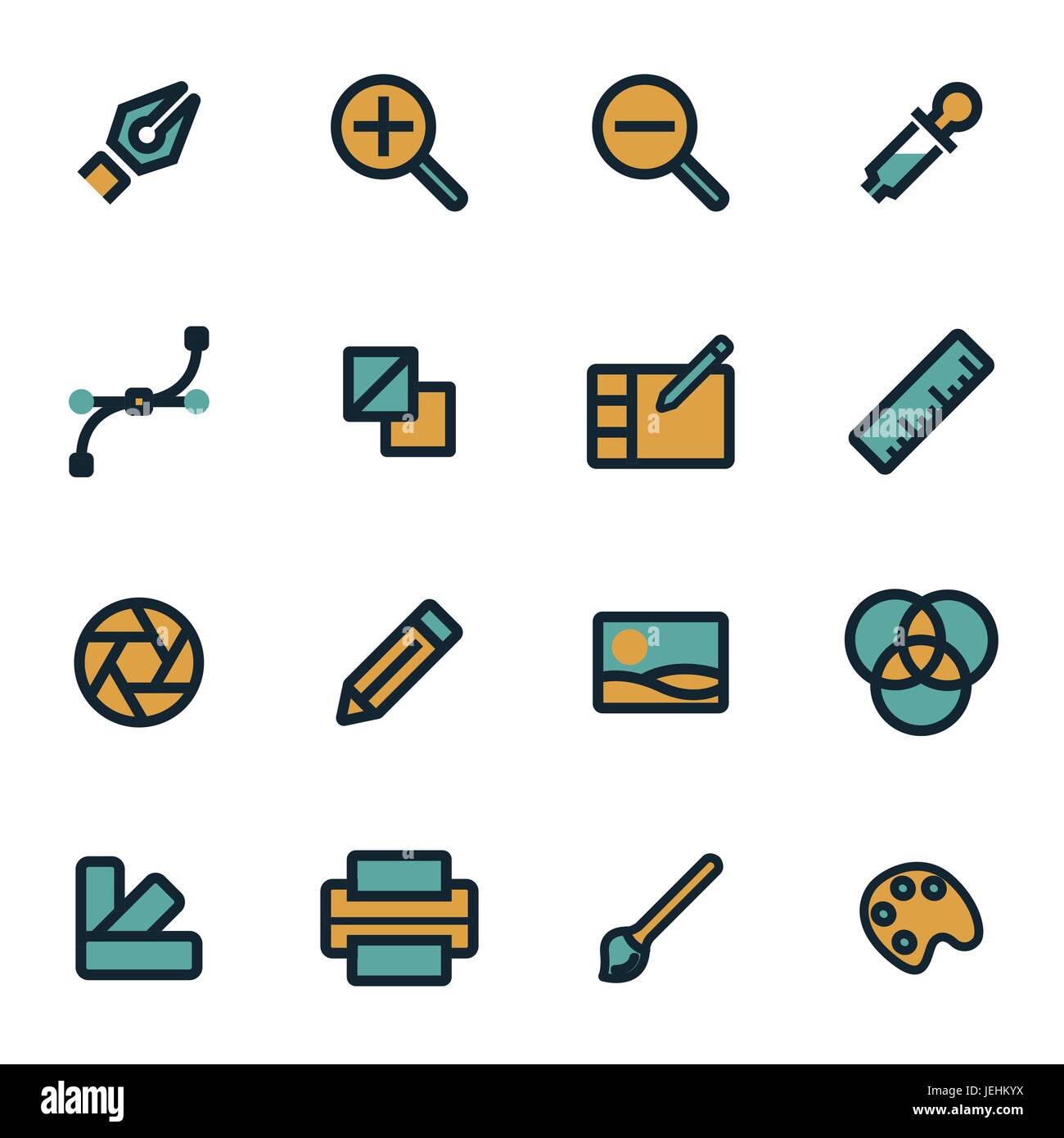 Vector flat graphic design icons set on white background Stock Vector ...