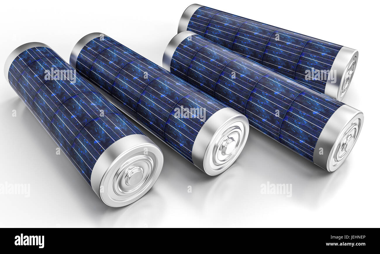solar energy aa battery 3d rendering image Stock Photo - Alamy