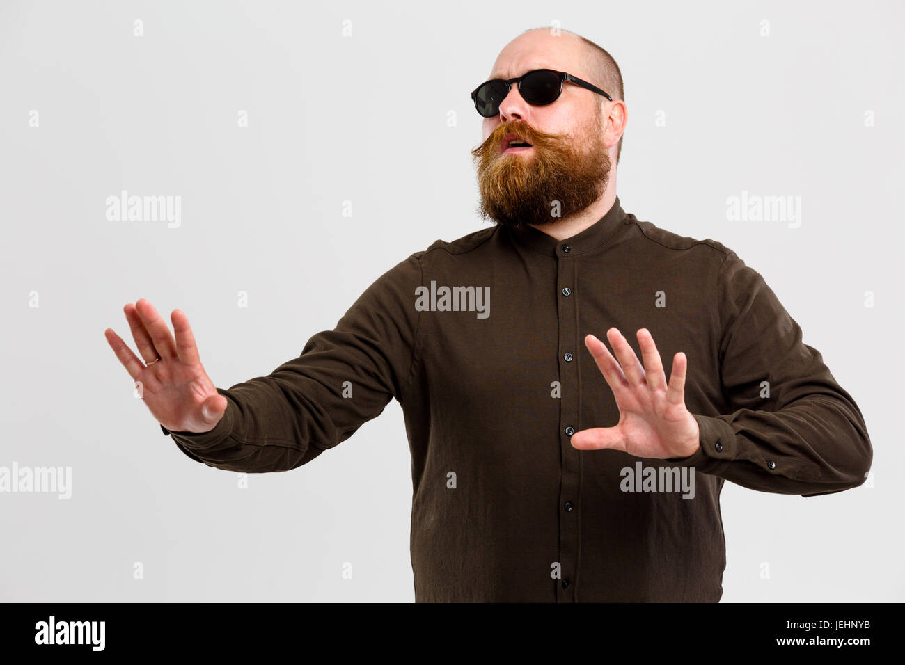 Blind man in black glasses Stock Photo Alamy