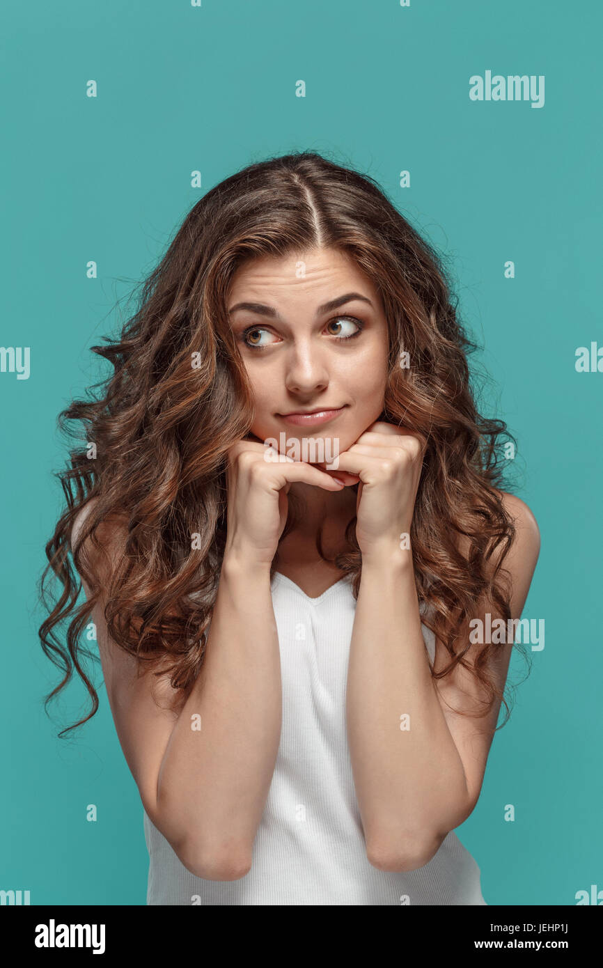 The young woman's portrait with thoughtful emotions Stock Photo - Alamy