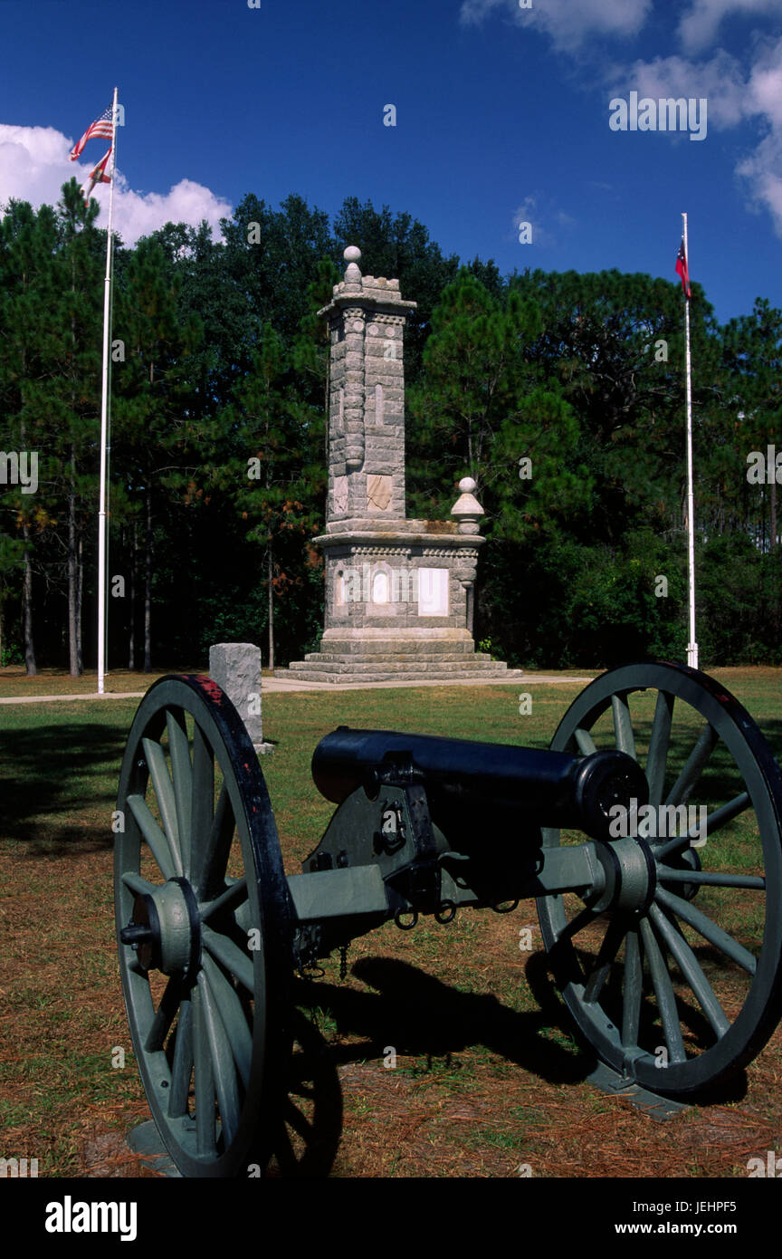 Cannon and monument, Olustee Battlefield Historic State Park, Florida