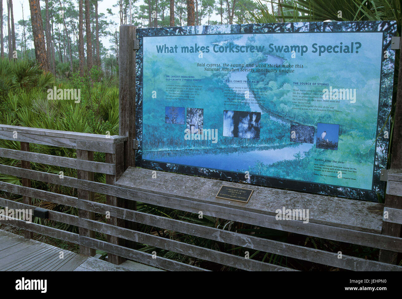 Interpretive board, Corkscrew Swamp Sanctuary, Florida Stock Photo
