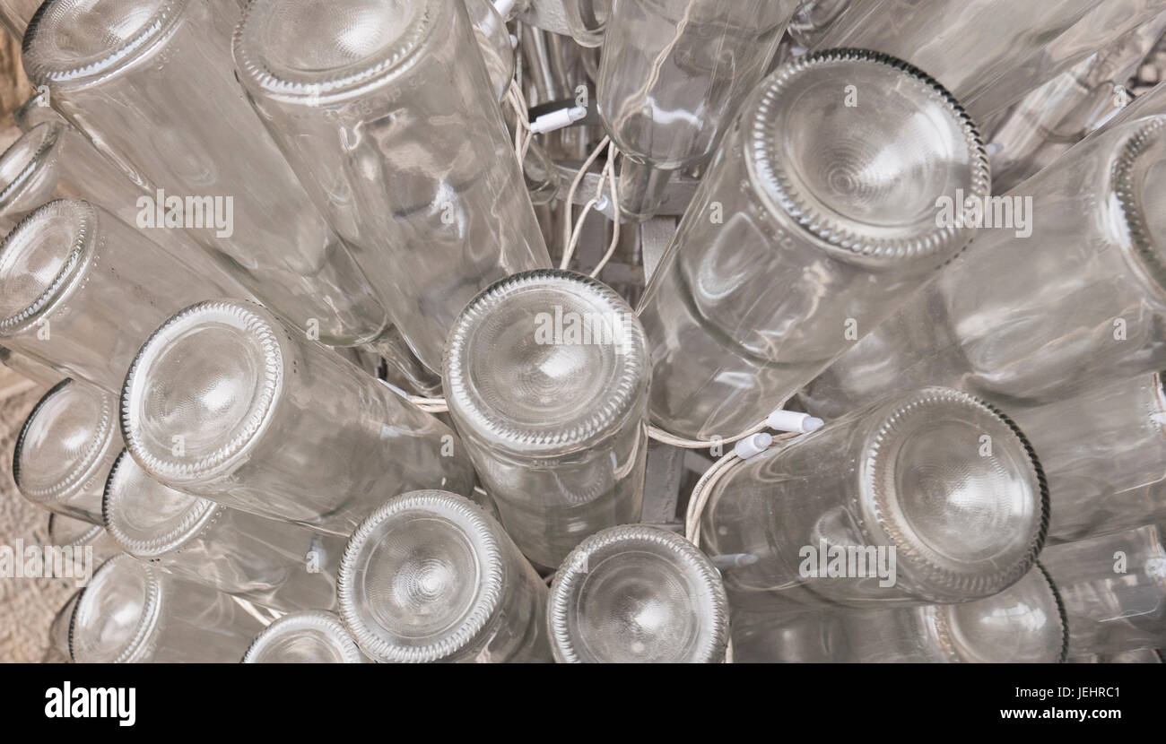 Christmas tree made by glass bottles Stock Photo - Alamy