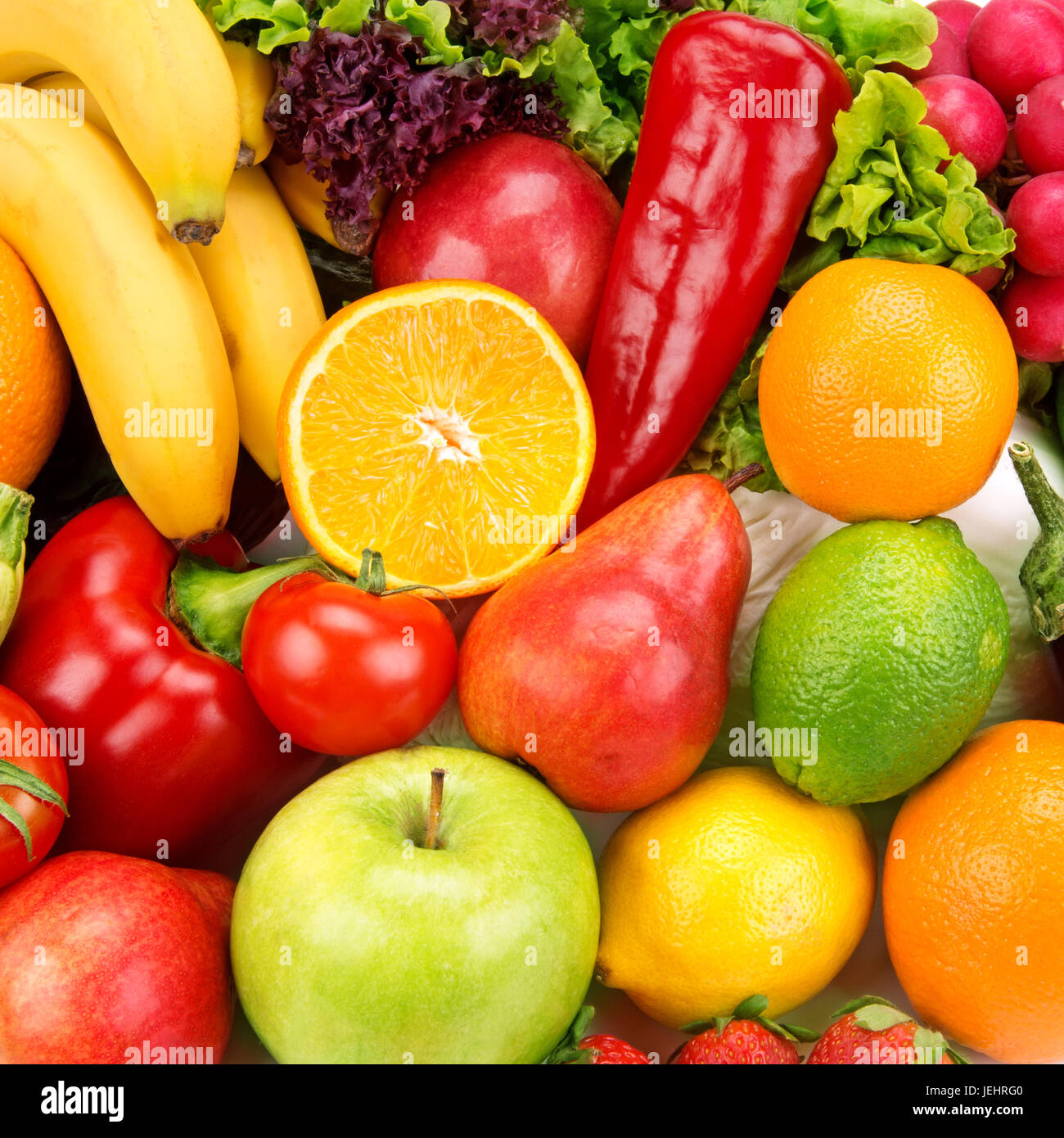 bright background of ripe fruits and vegetables Stock Photo - Alamy
