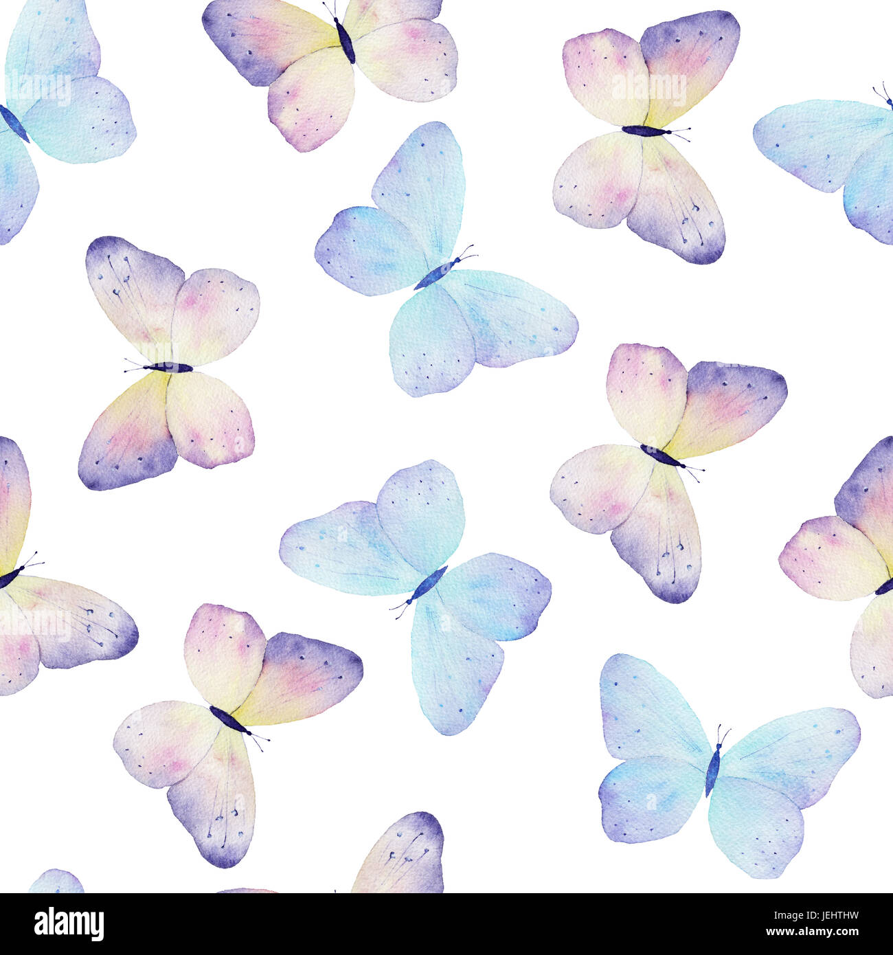 Watercolor hand drawn butterflies seamless pattern Stock Photo - Alamy