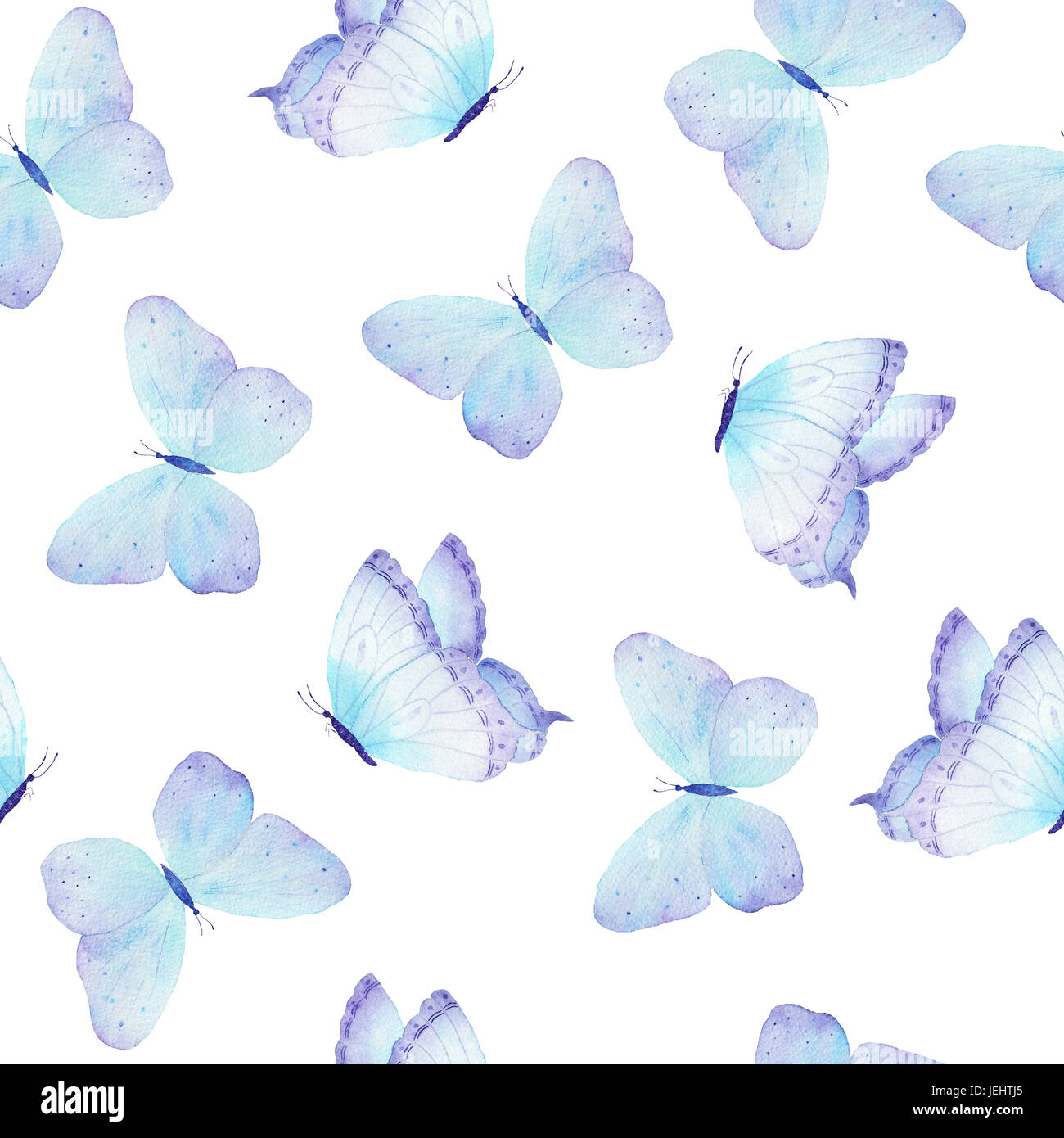 Watercolor butterfly seamless pattern hand drawn texture Stock Photo ...