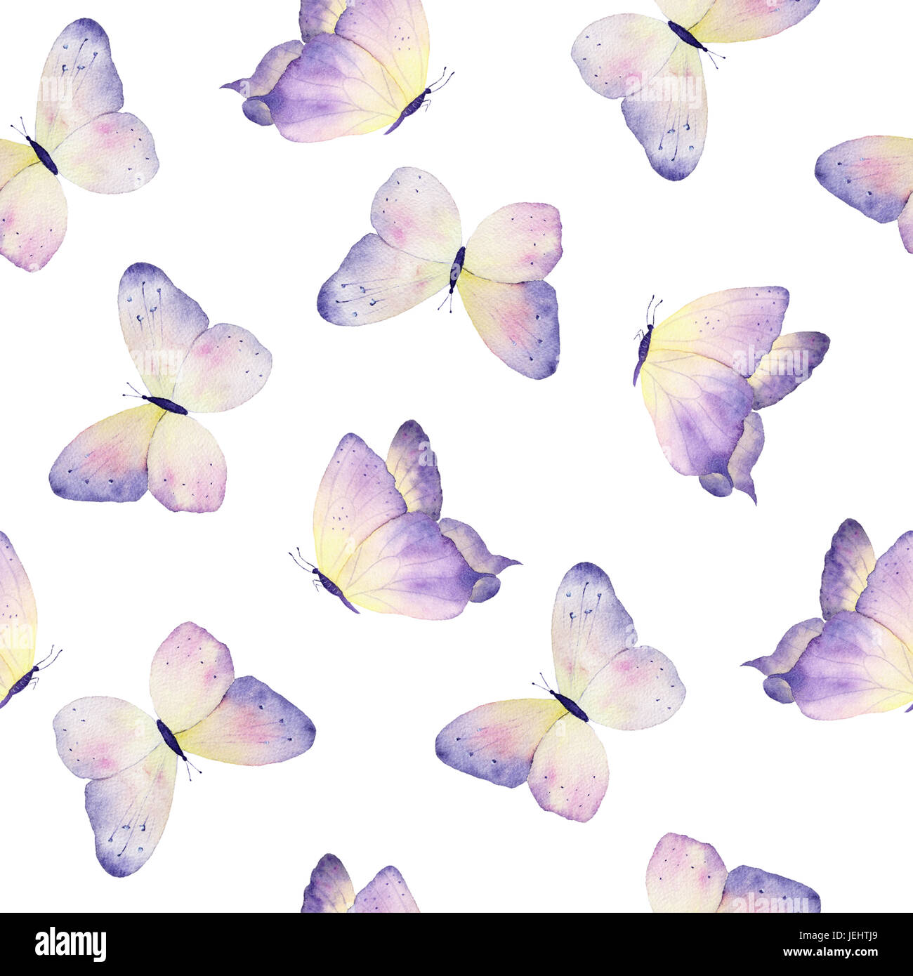 Watercolor hand drawn butterflies seamless pattern Stock Photo - Alamy