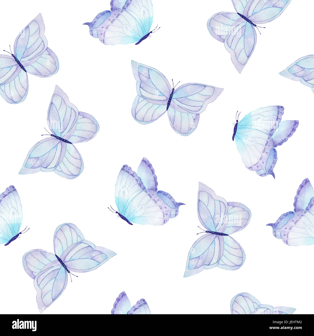 Watercolor hand drawn butterflies seamless pattern Stock Photo - Alamy
