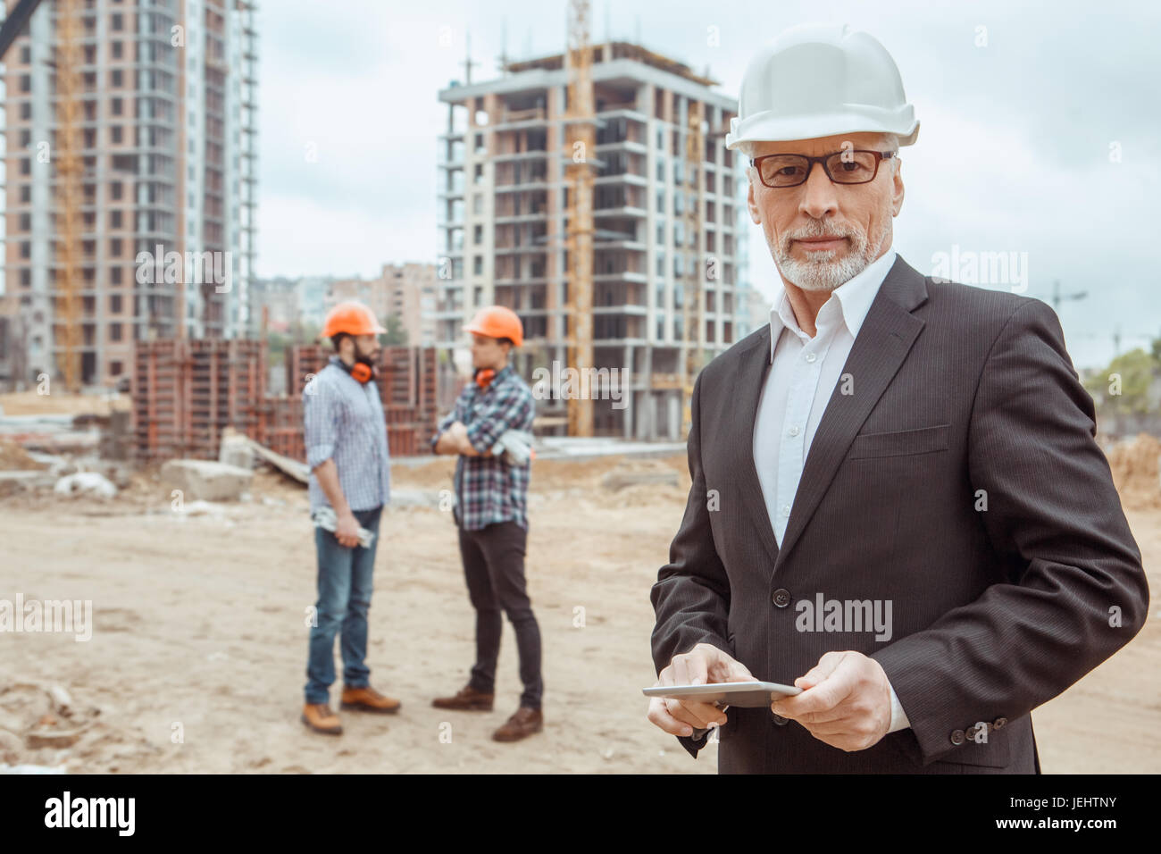Male work building construction engineering occupation using digital ...
