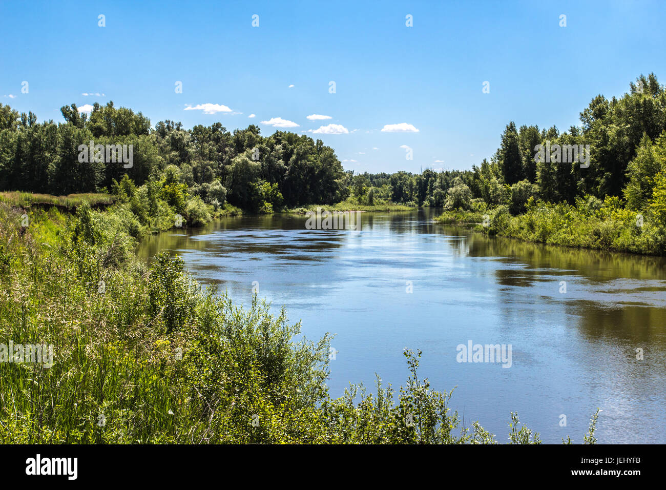summer landscape with river and blue sky Stock Photo - Alamy