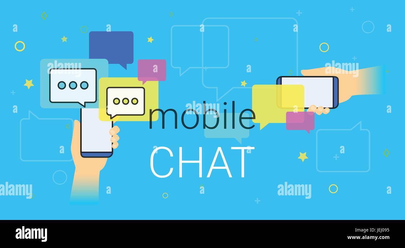 Mobile chat and messenger on smartphone creative concept illustration Stock Vector