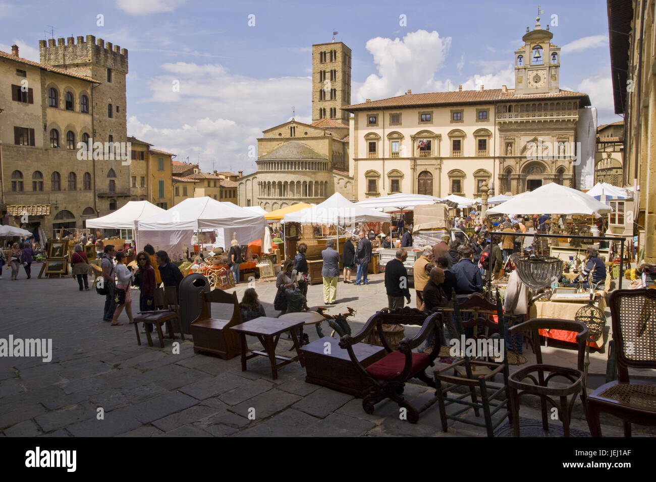 Antique market in Arezzo, Tuscany, Italy Stock Photo