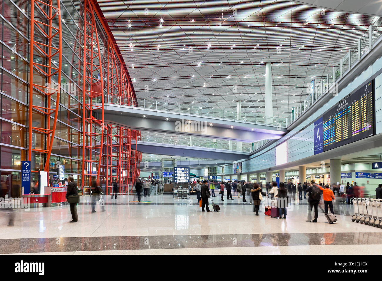 BEIJING-NOV. 10, 2011. Departure hall Beijing Capital International Airport, Terminal 3, the world's second largest terminal building. Stock Photo
