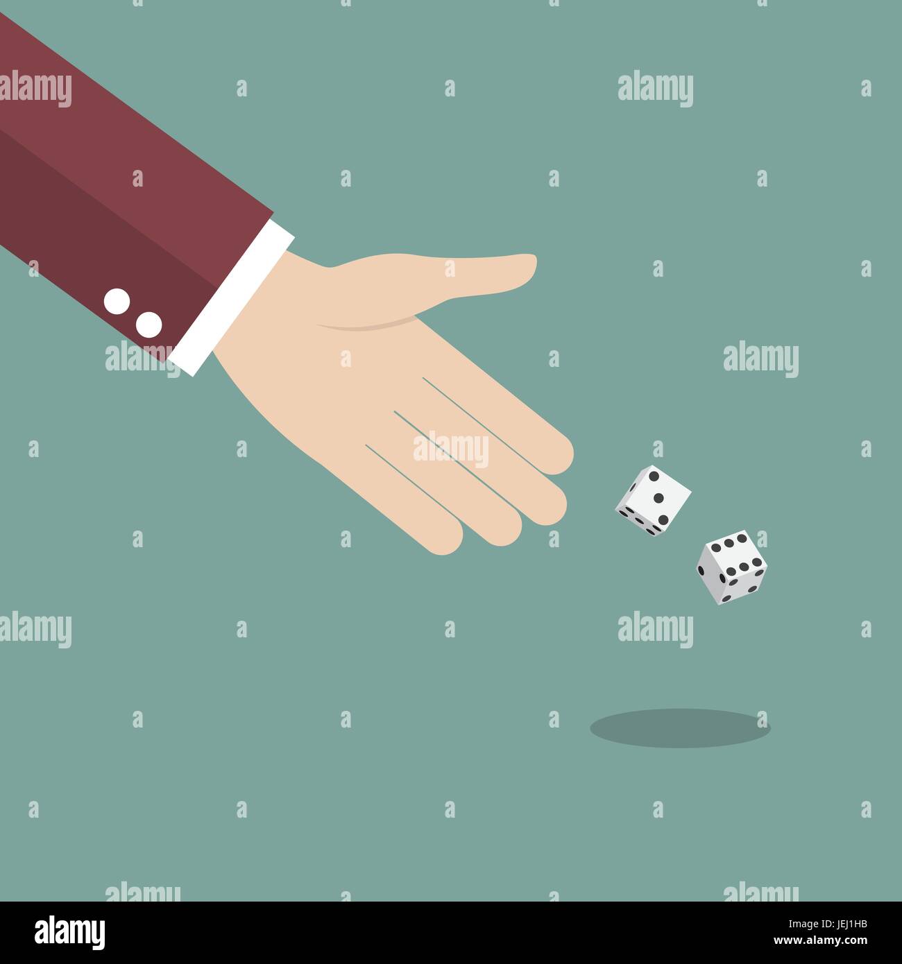 Businessman throwing dice. Gambling and business risk concept Stock Vector