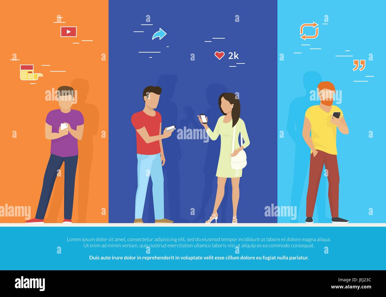 Group of people using smartphone concept vector illustration Stock ...