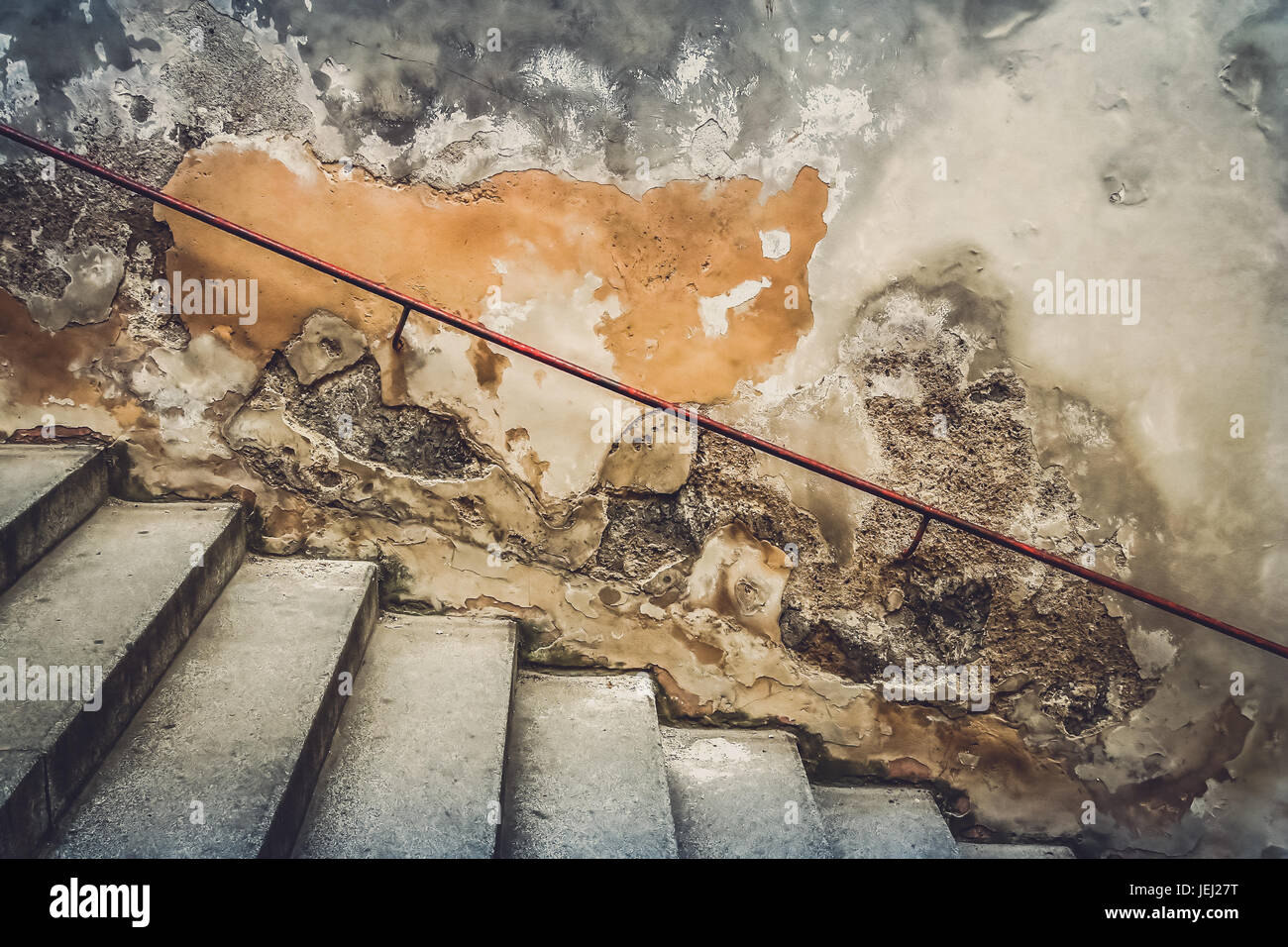 Dilapidated stairs in the old city in Prague, Chech republic Stock Photo