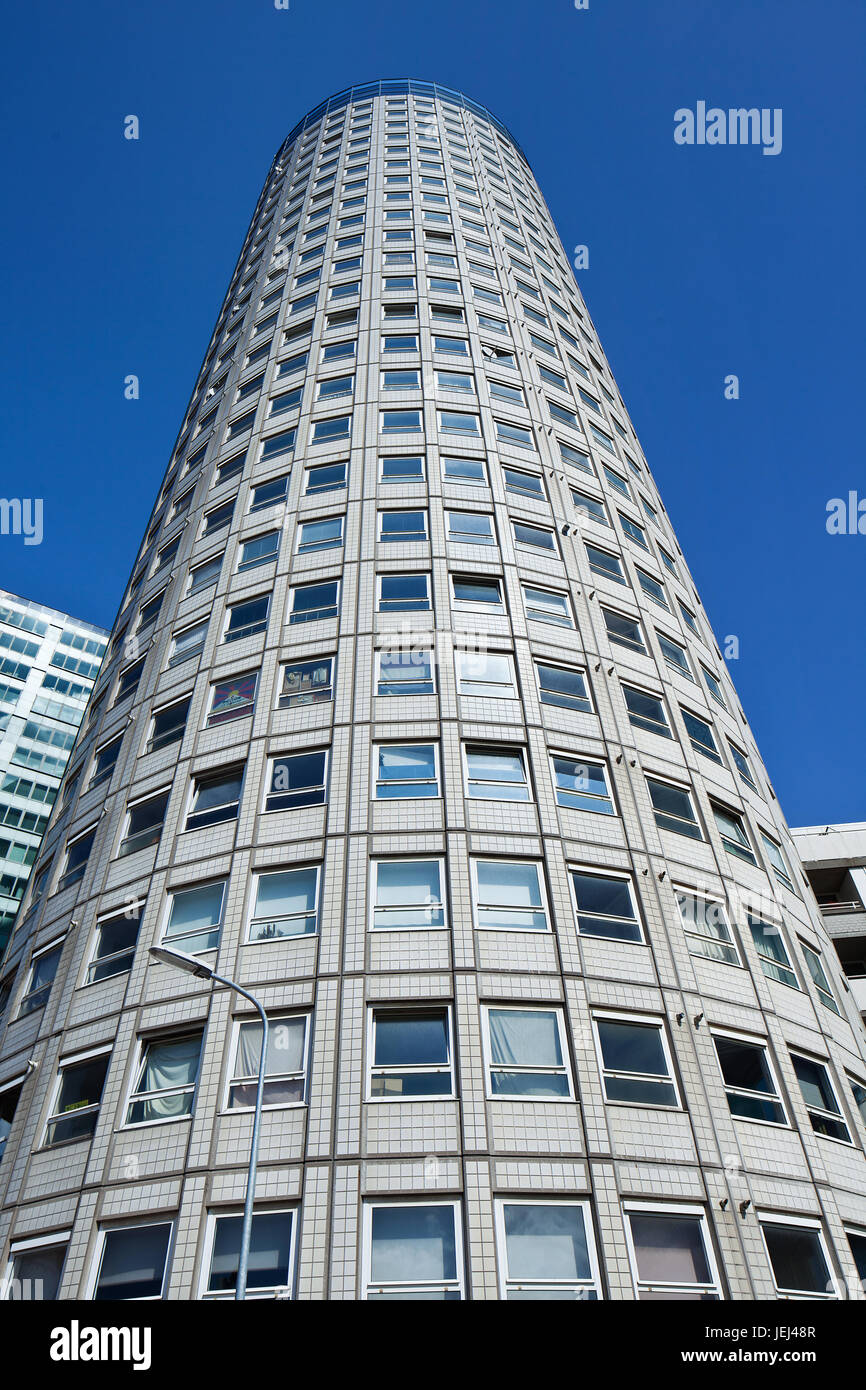 THE HAGUEAUG. 23, 2014. Cylindrical shaped apartment building. The