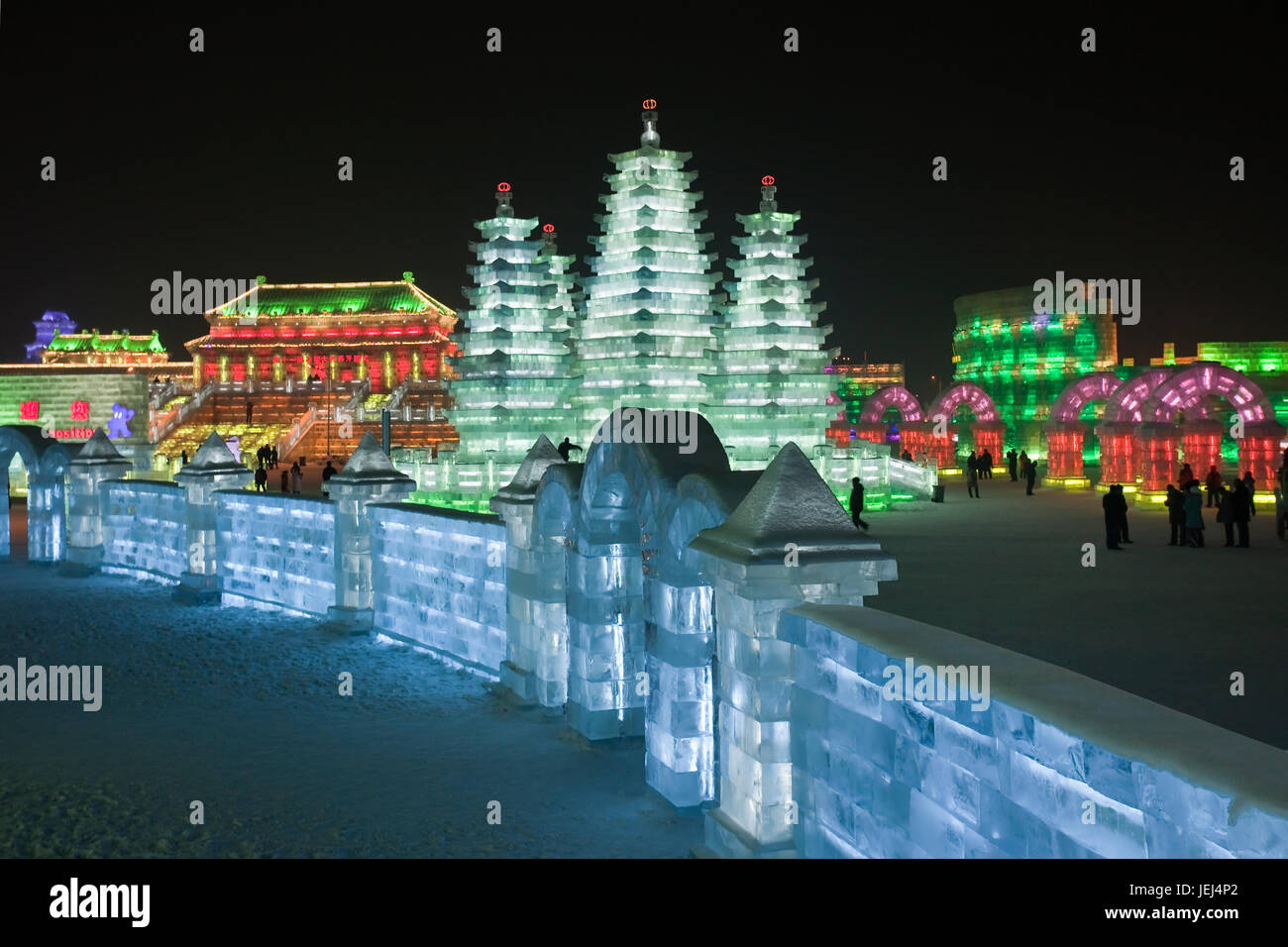 HARBINCHINA, JAN. 17, 2010. View on buildings made of ice blocks at