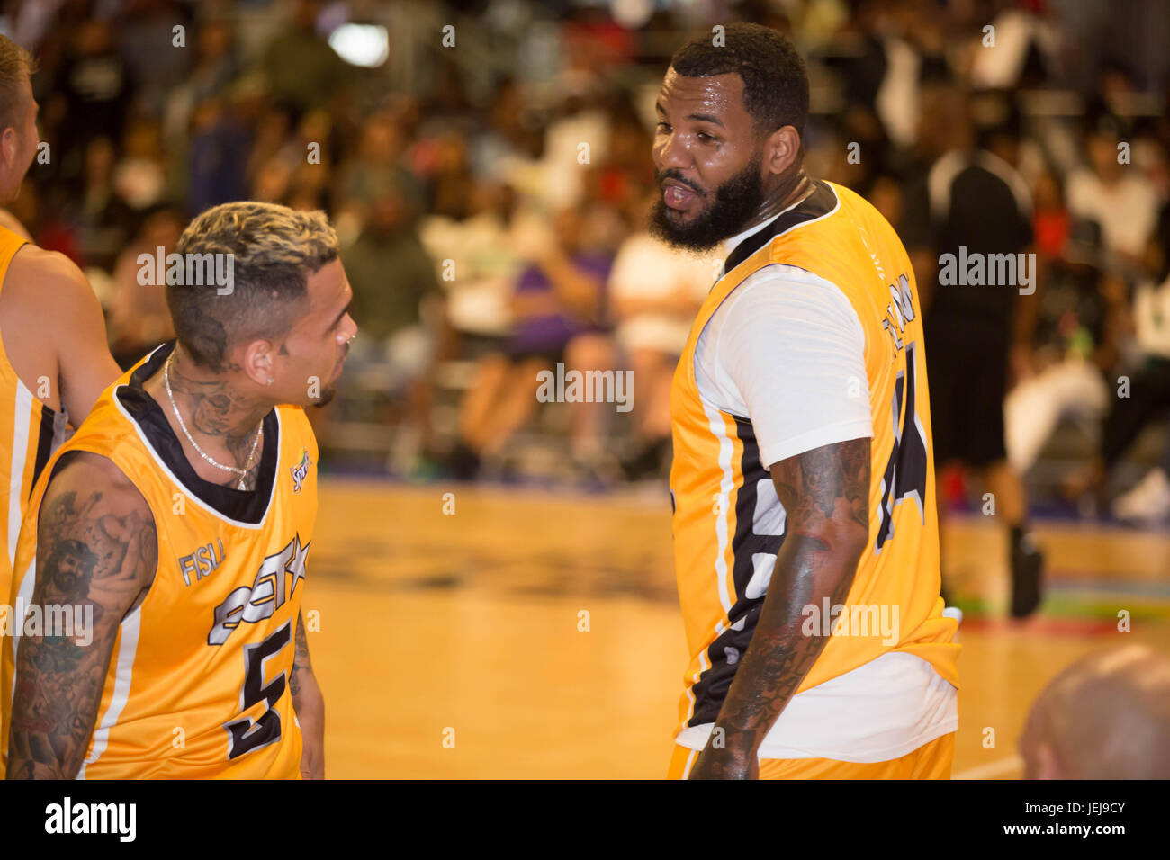 Los Angeles,USA. 24th June,2017. Chris Brown Game Celebrity Basketball Game,presented by Sprite State Farm,during 2017 BET Experience,at Los Angeles Convention Center June 24,2017 Los Angeles,California. Stock Photo