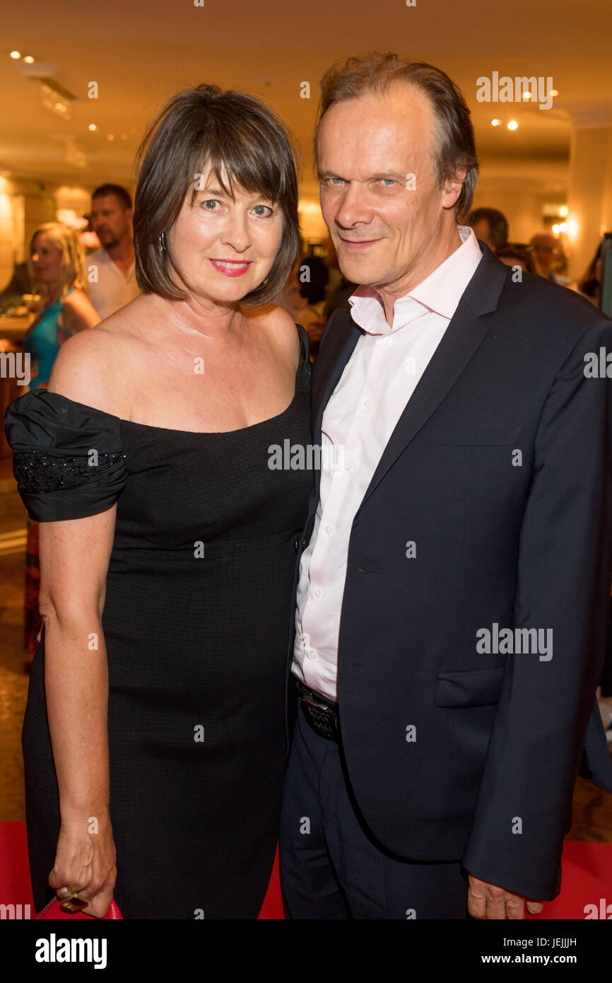 The actor Edgar Selge and his wife Franziska Walser photographed during the opening reception of the film festival at the Hotel Bayrischer Hof in Munich, Germany, 22 June 2017. Photo: Tobias Hase/dpa Stock Photo