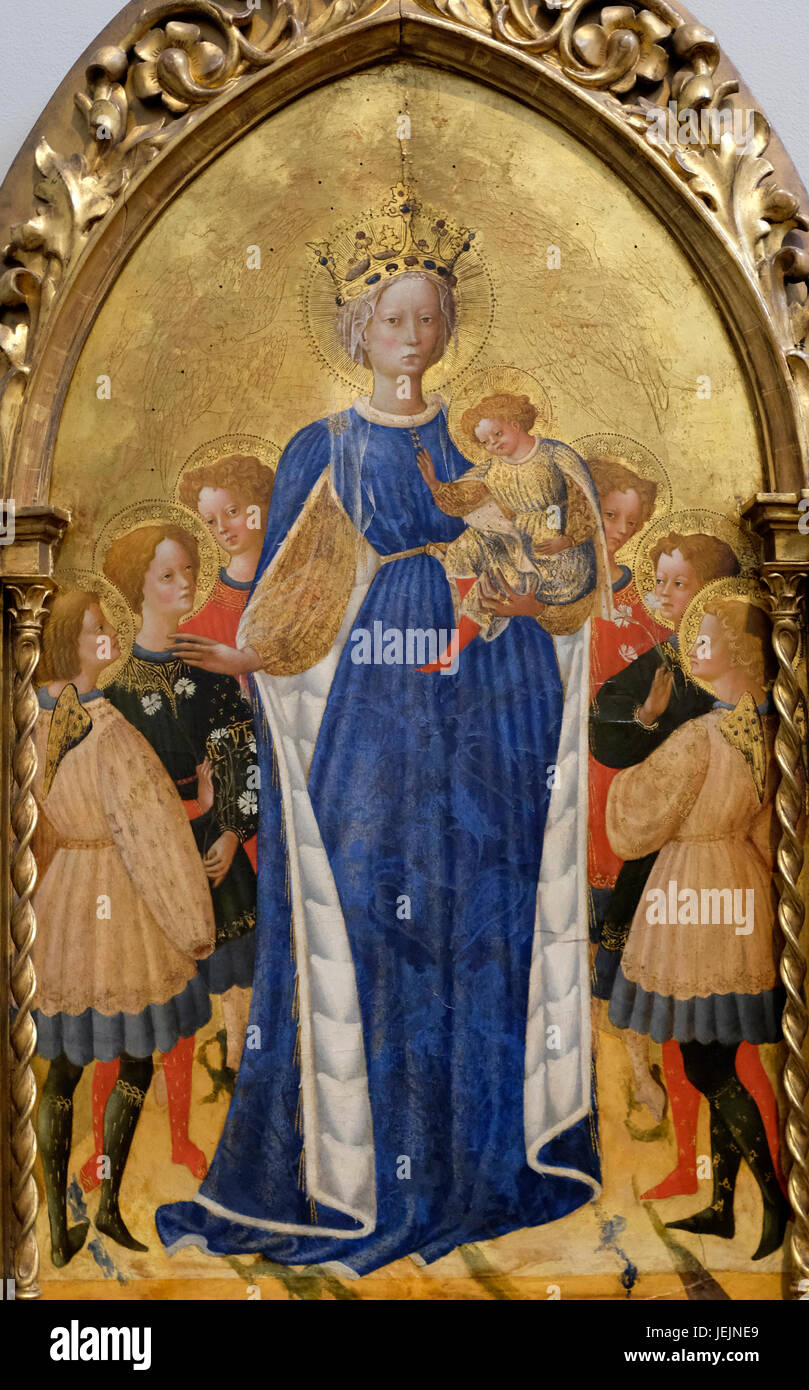 The Virgin and Child with Six Angels and Two Cherubim by Francesco d'Antonio di Bartolomeo, circa 1450 Stock Photo
