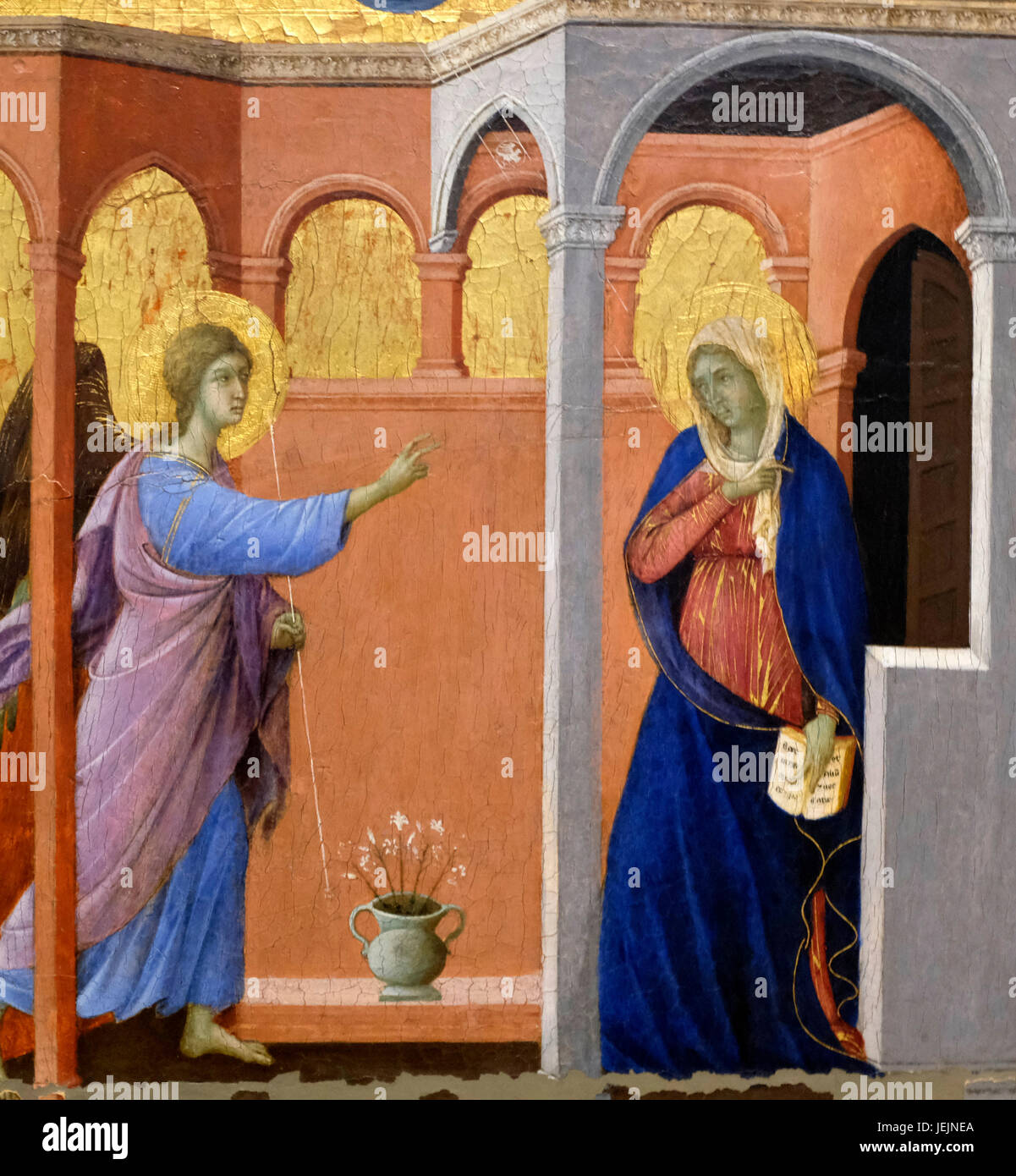 The Annunciation - Duccio di Buoninsegna, circa 1300 Stock Photo