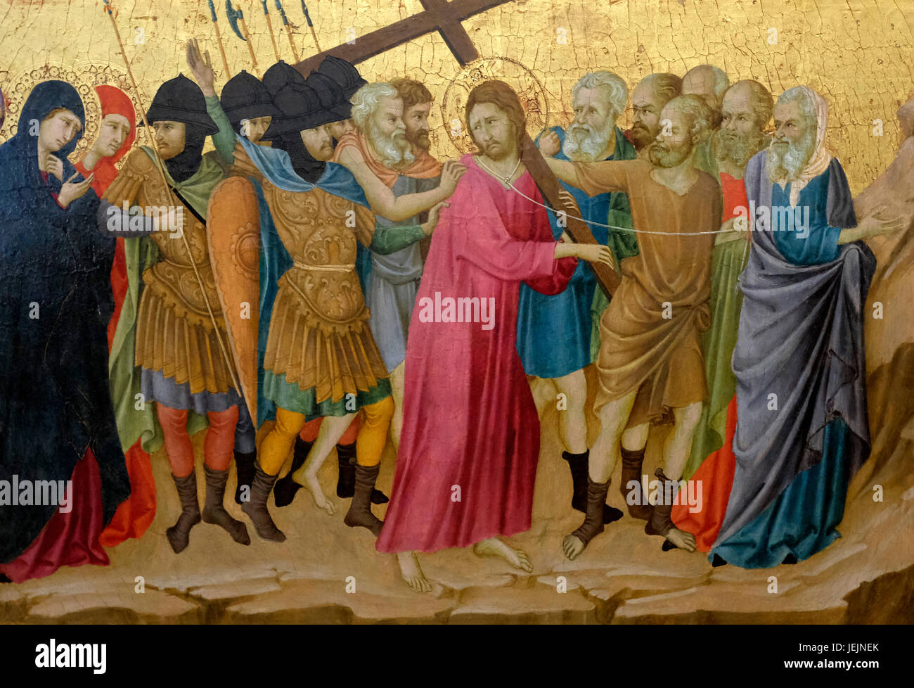 Jesus Christ carrying His Cross through Jerusalem - Ugolino, circa 1325 Stock Photo