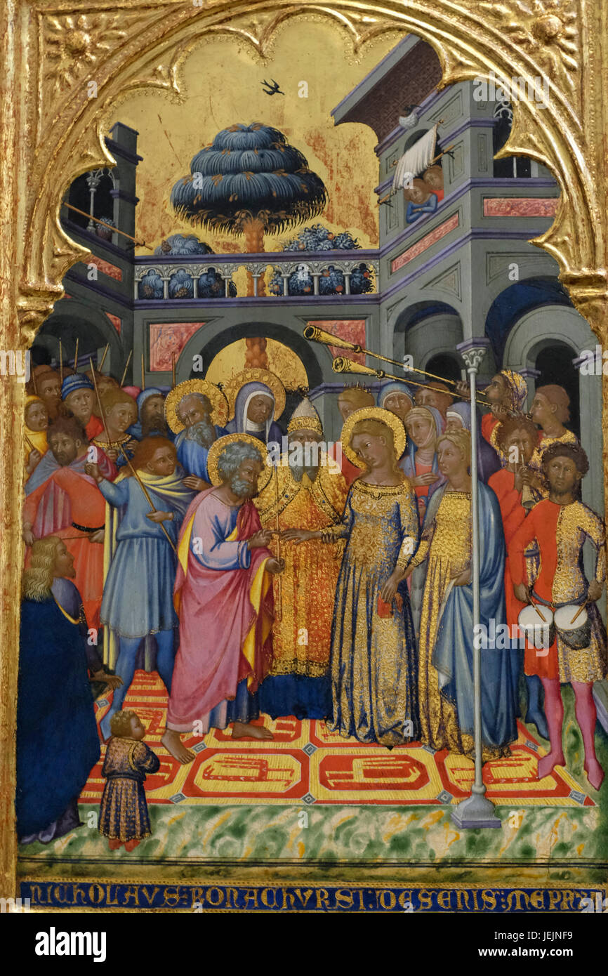 The Marriage of the Virgin by Niccolo di Buonaccorso, circa 1380 Stock Photo