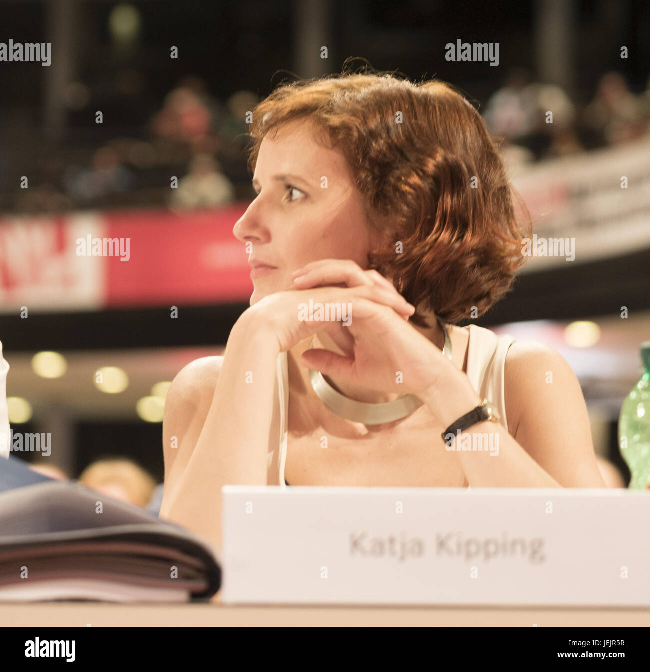 Katja Kipping listening a speach Stock Photo
