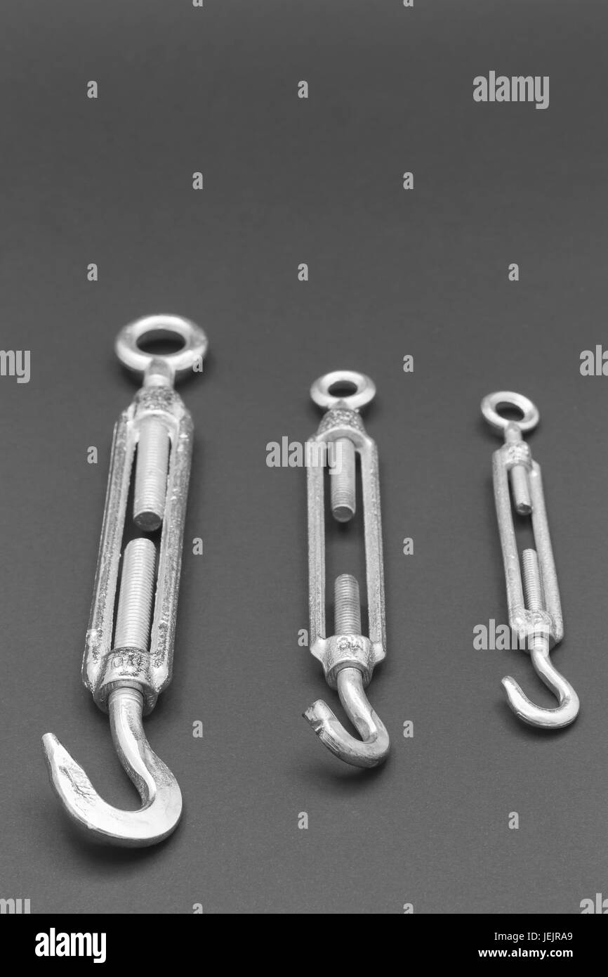 Screw tensioner hook and eyelet Stock Photo