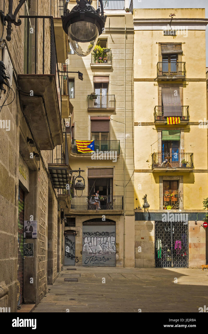 Apartment Block La Rambla Barcelona Spain Stock Photo